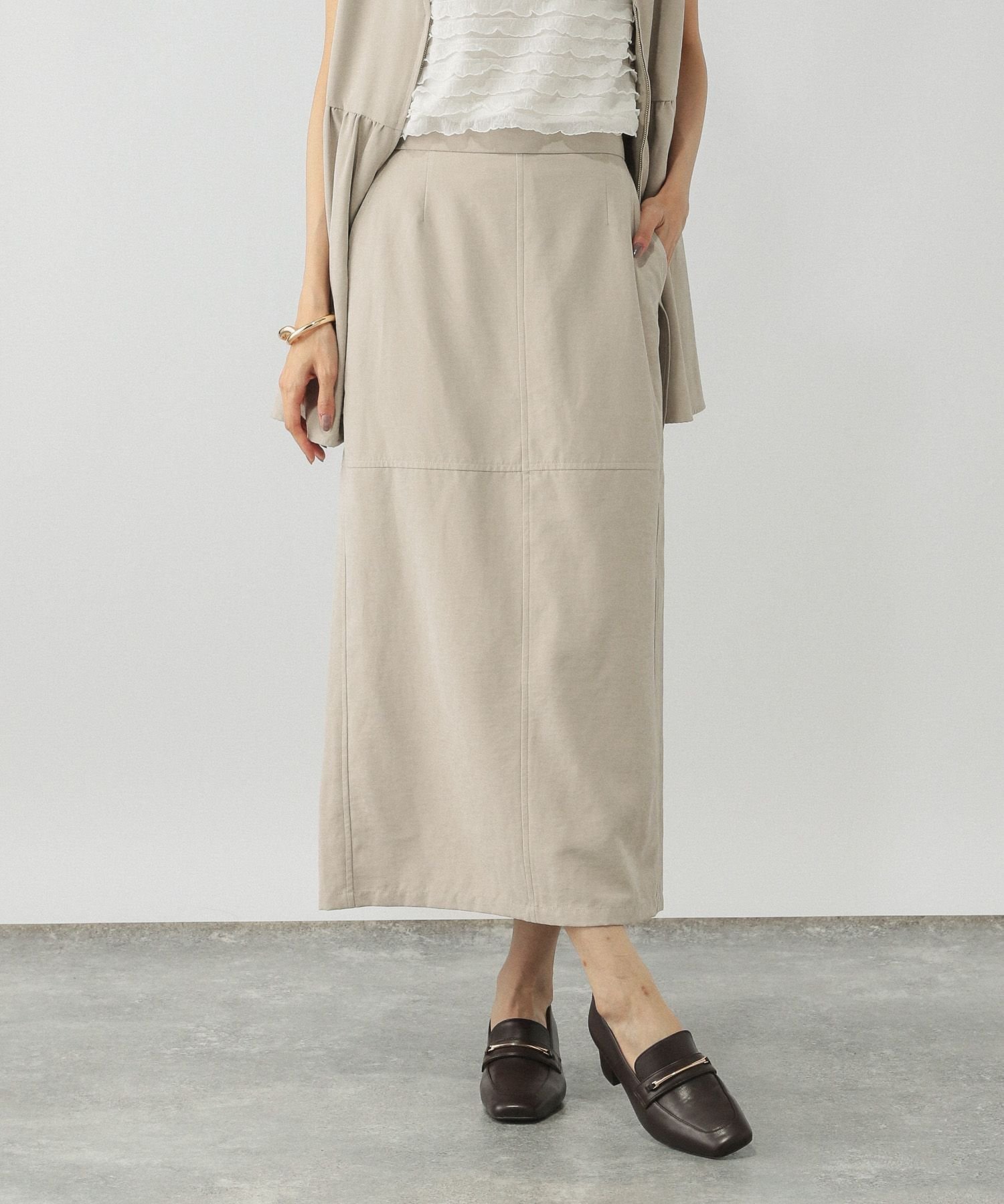 【グローバルワーク/GLOBAL WORK】のピーチサテンIラインスカート/580803 インテリア・キッズ・メンズ・レディースファッション・服の通販 founy(ファニー) ファッション Fashion レディースファッション Fashion for Women スカート Skirts おすすめ Recommended / Our Picks サテン Satin, Glossy Fabric ピーチ Peach, Soft Touch フロント Front, Front Design ヴィンテージ Vintage Style 長袖 Long Sleeve, Full Sleeve グレージュ50|ID: prp329100004728540 ipo3291000000034643202