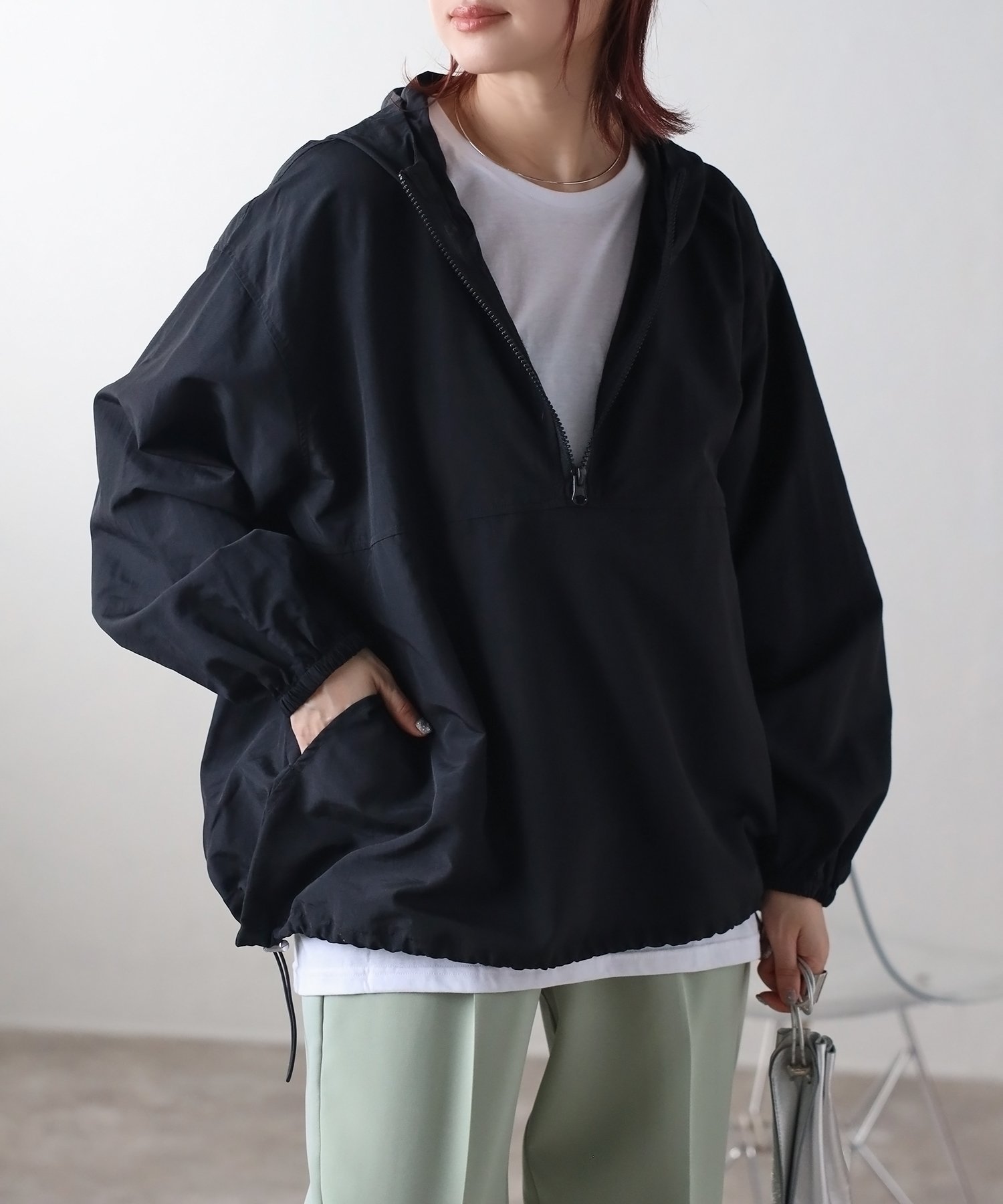 【リラクロ/relaclo】のmitis/ナイロンアノラックパーカー インテリア・キッズ・メンズ・レディースファッション・服の通販 founy(ファニー) 　ファッション　Fashion　レディースファッション　Fashion for Women　トップス・カットソー　Cut & Sew Tops　レディースパーカー・カジュアルフーディー　Casual Hoodies & Sweatshirts　インナー　Innerwear　スポーツ　Sports, Activewear　パーカー　Hoodie, Parka　ブラック|ID: prp329100004728545 ipo3291000000034247166