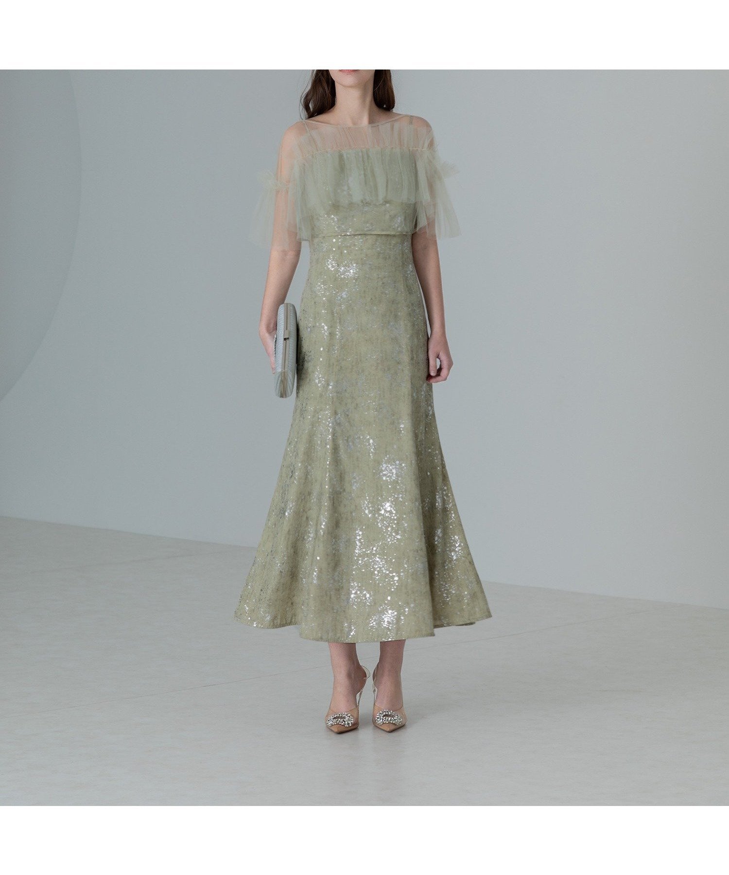 【レジャ/Leja】のLEJA-チュールフリルボレロペイントマーメイドワンピースドレス 結婚式 インテリア・キッズ・メンズ・レディースファッション・服の通販 founy(ファニー) 　ファッション　Fashion　レディースファッション　Fashion for Women　アウター　Coat / Outerwear Collection　ボレロ・ショート丈ジャケット / ドレス羽織りに　Boleros & Short Jackets　ワンピース　Dresses　フォーマル・パーティードレス・結婚式用ドレス　Elegant & Casual Dresses　エレガント 上品　Elegant　オケージョン　Occasion Wear　シェイプ　Shape, Slim Fit　チュール　Tulip, Tulip Motif　バランス　Balance, Style Balance　フォーマル　Formal, Dressy　ボレロ　Bolero, Short Cardigan　マーメイド　Mermaid, Fishtail Silhouette　結婚式　Wedding　披露宴　Wedding Reception　二次会　After Party　GREEN|ID: prp329100004728551 ipo3291000000034519148