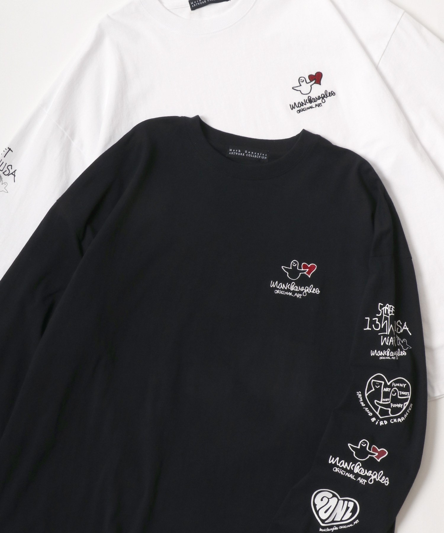 【ラザル/LAZAR】のMark Gonzales Tシャツ ティーシャツ メンズ 長袖 ロンT 別注 ワンポイント インテリア・キッズ・メンズ・レディースファッション・服の通販 founy(ファニー) ファッション Fashion レディースファッション Fashion for Women トップス・カットソー Cut & Sew Tops シャツ・ブラウス・オフィスカジュアル Elegant Blouses & Button-Ups ロングTシャツ・Tシャツ Longline T-Shirts & Tees イラスト Illustration カーゴパンツ Cargo Pants, Utility Pants キャップ Cap, Baseball Cap キャラクター Character, Licensed Characters グラフィック Graphic, Graphic Design ジャケット Jacket, Outerwear スタンダード Standard, Basic ストライプ Stripe, Striped Pattern スニーカー Sneakers, Trainers スポーツ Sports, Activewear スラックス Slacks, Dress Pants スリーブ Sleeve, Long Sleeve / Short Sleeve センター Center, Center Line ダウン Down, Puffer デニム Denim, Jeans Material トレンド Trend, Trending Now 定番 Standard, Basic Item 人気 Popular, Best Seller 長袖 Long Sleeve, Full Sleeve ビッグ Big, Oversized フレア Flare, Flared ブルゾン Blouson, Bomber Jacket プリント Print, Printed Pattern ベスト Vest, Waistcoat ベーシック Basic, Essential ブラック系その他5|ID: prp329100004728608 ipo3291000000034528599