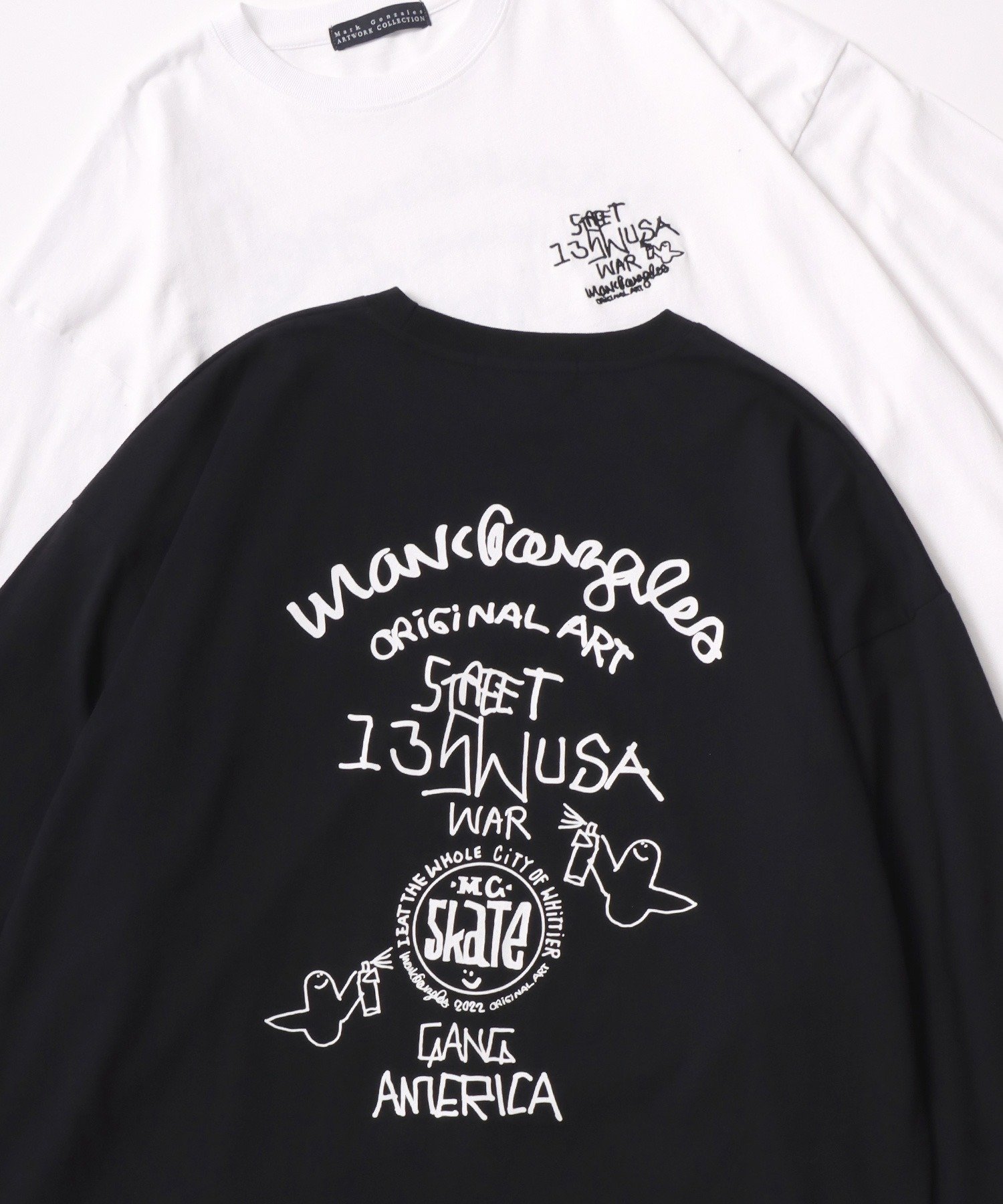 【ラザル/LAZAR】のMark Gonzales Tシャツ ティーシャツ メンズ 長袖 ロンT 別注 ワンポイント インテリア・キッズ・メンズ・レディースファッション・服の通販 founy(ファニー) ファッション Fashion レディースファッション Fashion for Women トップス・カットソー Cut & Sew Tops シャツ・ブラウス・オフィスカジュアル Elegant Blouses & Button-Ups ロングTシャツ・Tシャツ Longline T-Shirts & Tees イラスト Illustration カーゴパンツ Cargo Pants, Utility Pants キャップ Cap, Baseball Cap キャラクター Character, Licensed Characters グラフィック Graphic, Graphic Design ジャケット Jacket, Outerwear スタンダード Standard, Basic ストライプ Stripe, Striped Pattern スニーカー Sneakers, Trainers スポーツ Sports, Activewear スラックス Slacks, Dress Pants スリーブ Sleeve, Long Sleeve / Short Sleeve センター Center, Center Line ダウン Down, Puffer デニム Denim, Jeans Material トレンド Trend, Trending Now 定番 Standard, Basic Item 人気 Popular, Best Seller 長袖 Long Sleeve, Full Sleeve ビッグ Big, Oversized フレア Flare, Flared ブルゾン Blouson, Bomber Jacket プリント Print, Printed Pattern ベスト Vest, Waistcoat ベーシック Basic, Essential ブラック系その他|ID: prp329100004728608 ipo3291000000034528613