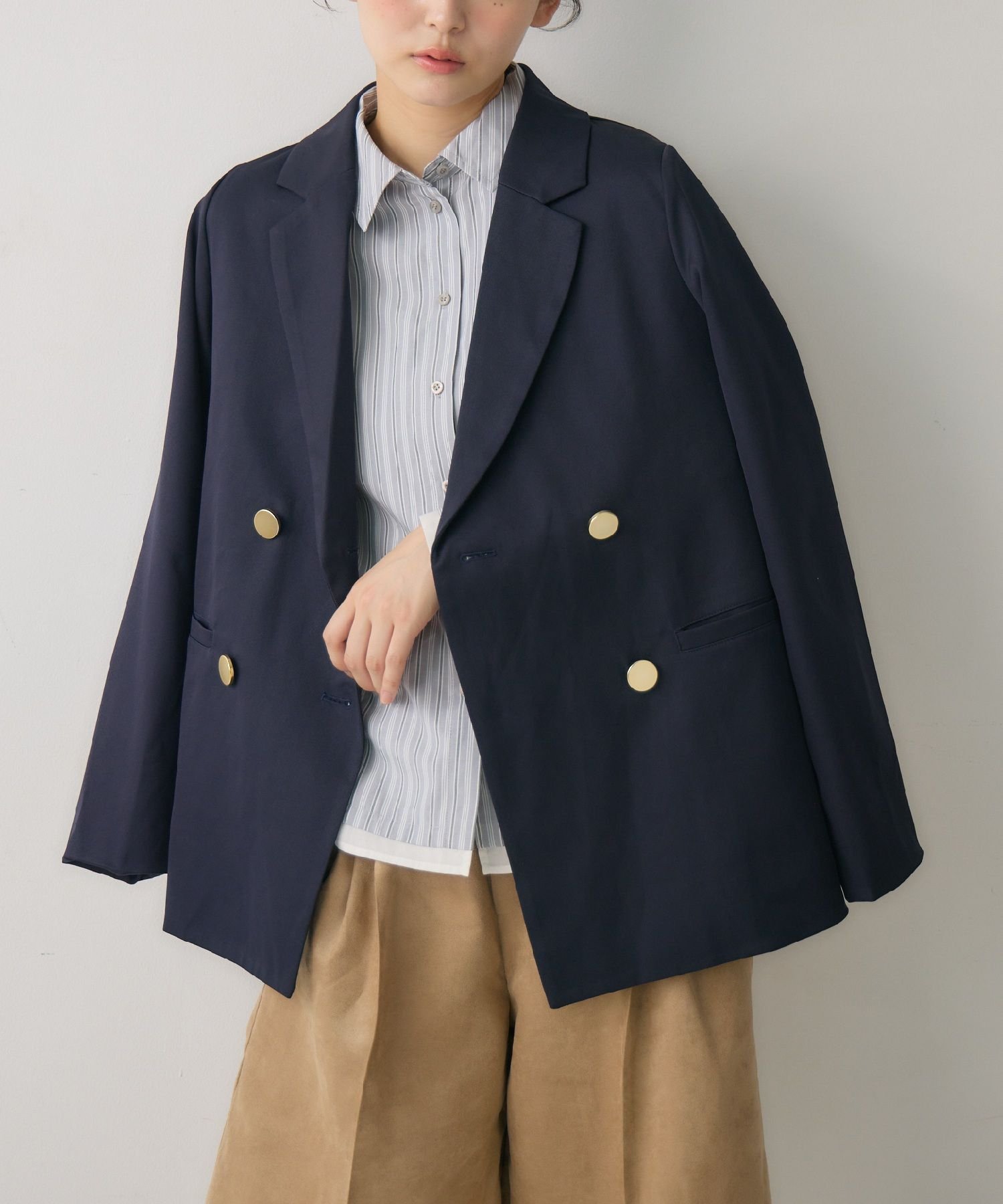 【レトロガール/RETRO GIRL】のダブルテーラーJK インテリア・キッズ・メンズ・レディースファッション・服の通販 founy(ファニー) 　ファッション　Fashion　レディースファッション　Fashion for Women　ジャケット　Jacket, Outerwear　ストライプ　Stripe, Striped Pattern　ダブル　Double, Double-Breasted　デニム　Denim, Jeans Material　トレンド　Trend, Trending Now　ベーシック　Basic, Essential　エレガント 上品　Elegant　無地　Plain, Solid Color　秋　Autumn　ダークブルー|ID: prp329100004728658 ipo3291000000034261717