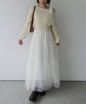 【アルシーヴ/archives】の肩リボンニットプルオーバー*チュールキャミワンピースSET 人気、トレンドファッション・服の通販 founy(ファニー) ファッション Fashion レディースファッション Fashion for Women ワンピース Dresses キャミソールワンピース Camisole Dresses おすすめ Recommended / Our Picks インナー Innerwear チュール Tulip, Tulip Motif リボン Ribbon, Bow |ID:prp329100004728667