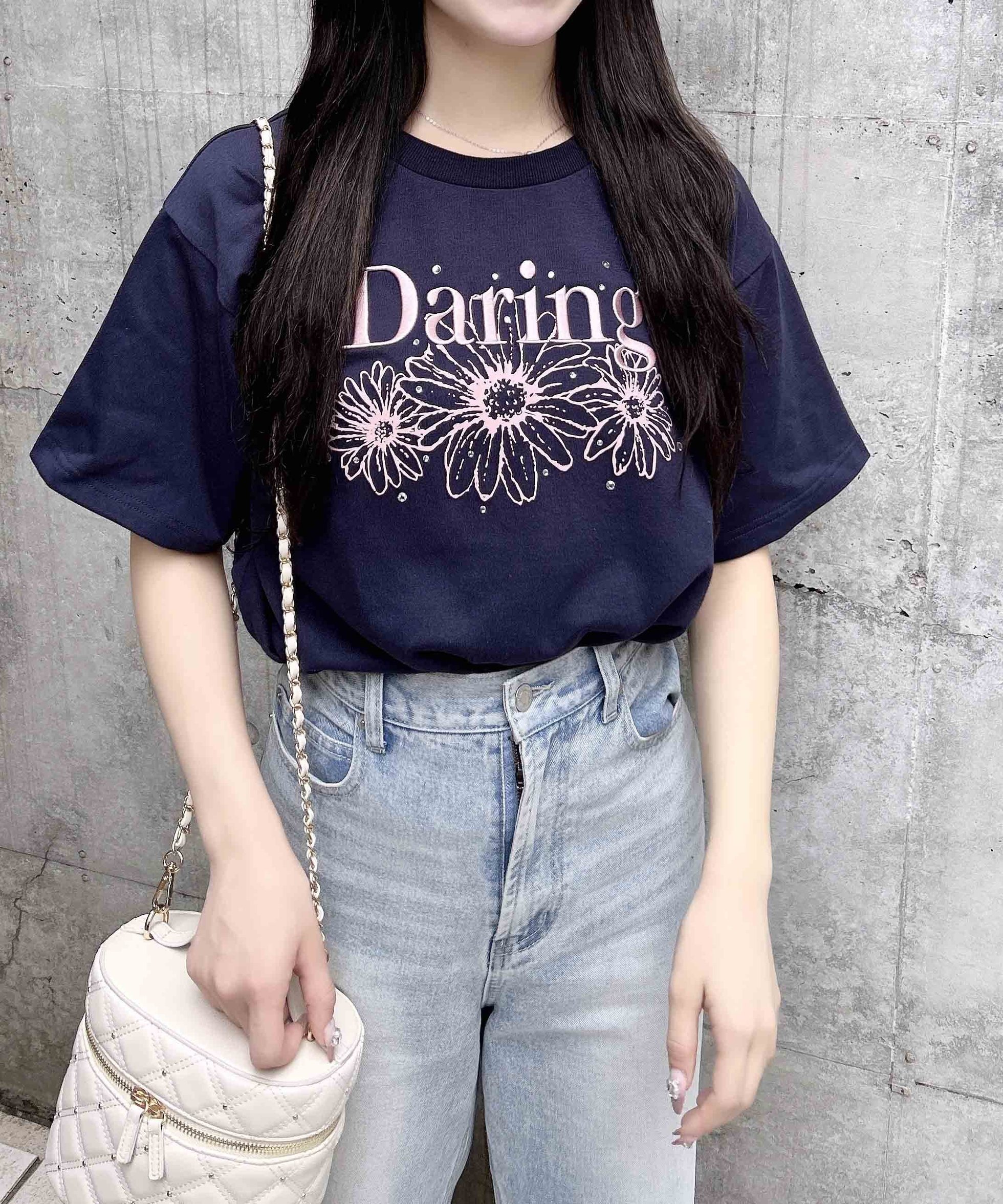 【イング/INGNI】のフラワーロゴTシャツ インテリア・キッズ・メンズ・レディースファッション・服の通販 founy(ファニー) 　ファッション　Fashion　レディースファッション　Fashion for Women　トップス・カットソー　Cut & Sew Tops　シャツ・ブラウス・オフィスカジュアル　Elegant Blouses & Button-Ups　ロングTシャツ・Tシャツ　Longline T-Shirts & Tees　ストーン　Stone, Gem-Like　スマホ　Smartphone, Mobile Device　フェミニン　Feminine, Girly　フラワー　Flower, Floral　プリント　Print, Printed Pattern　ベーシック　Basic, Essential　コン/ピンク|ID: prp329100004728683 ipo3291000000034163364