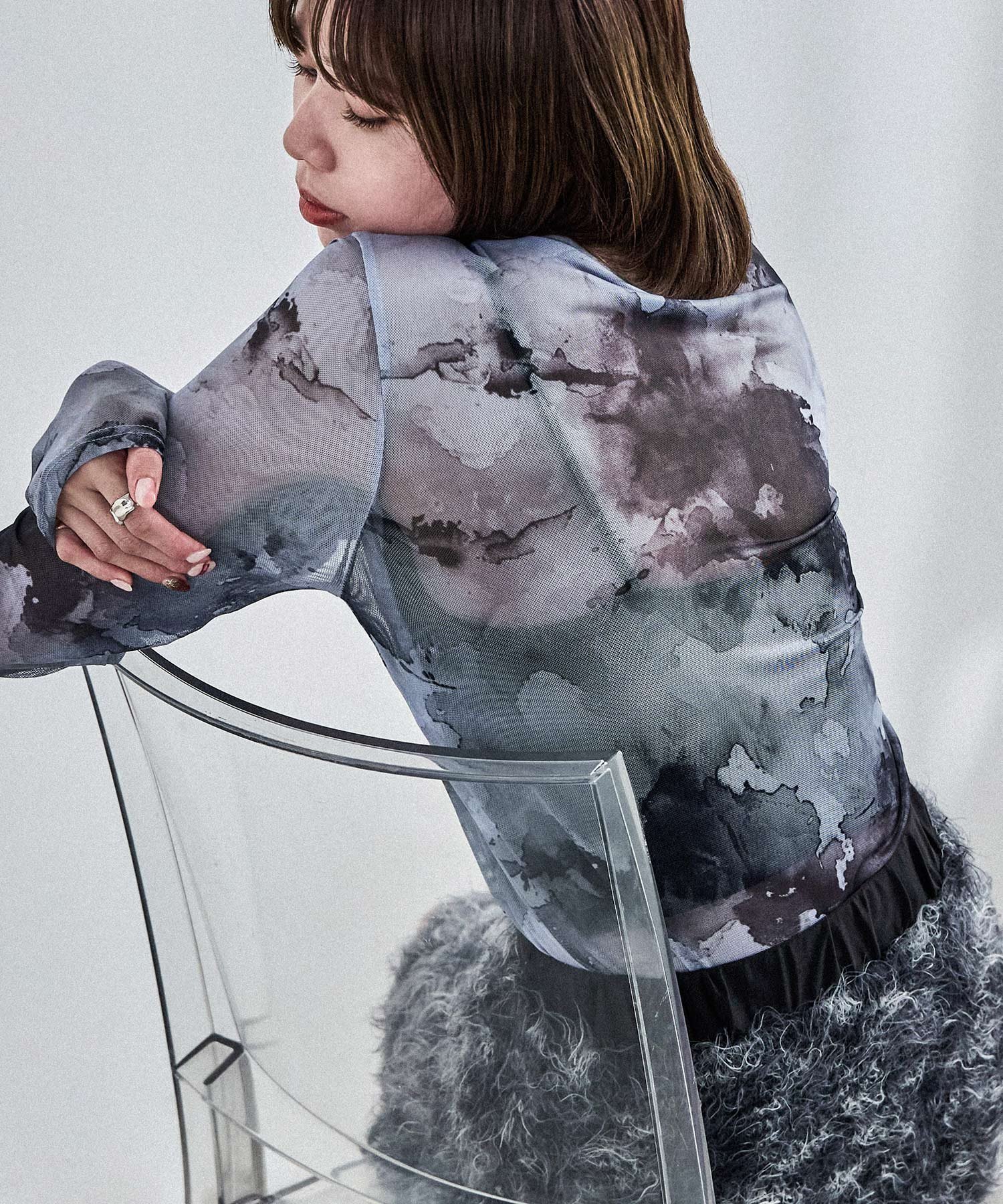 【ビーフラット/bflat】のニュアンスタイダイ シアーカットソー インテリア・キッズ・メンズ・レディースファッション・服の通販 founy(ファニー) ファッション Fashion レディースファッション Fashion for Women トップス・カットソー Cut & Sew Tops カットソー・ベーシックTシャツ Cut-and-Sewn Tops / Stretch Tees & Basics デニム Denim, Jeans Material 長袖 Long Sleeve, Full Sleeve パープル|ID: prp329100004728694 ipo3291000000034583180