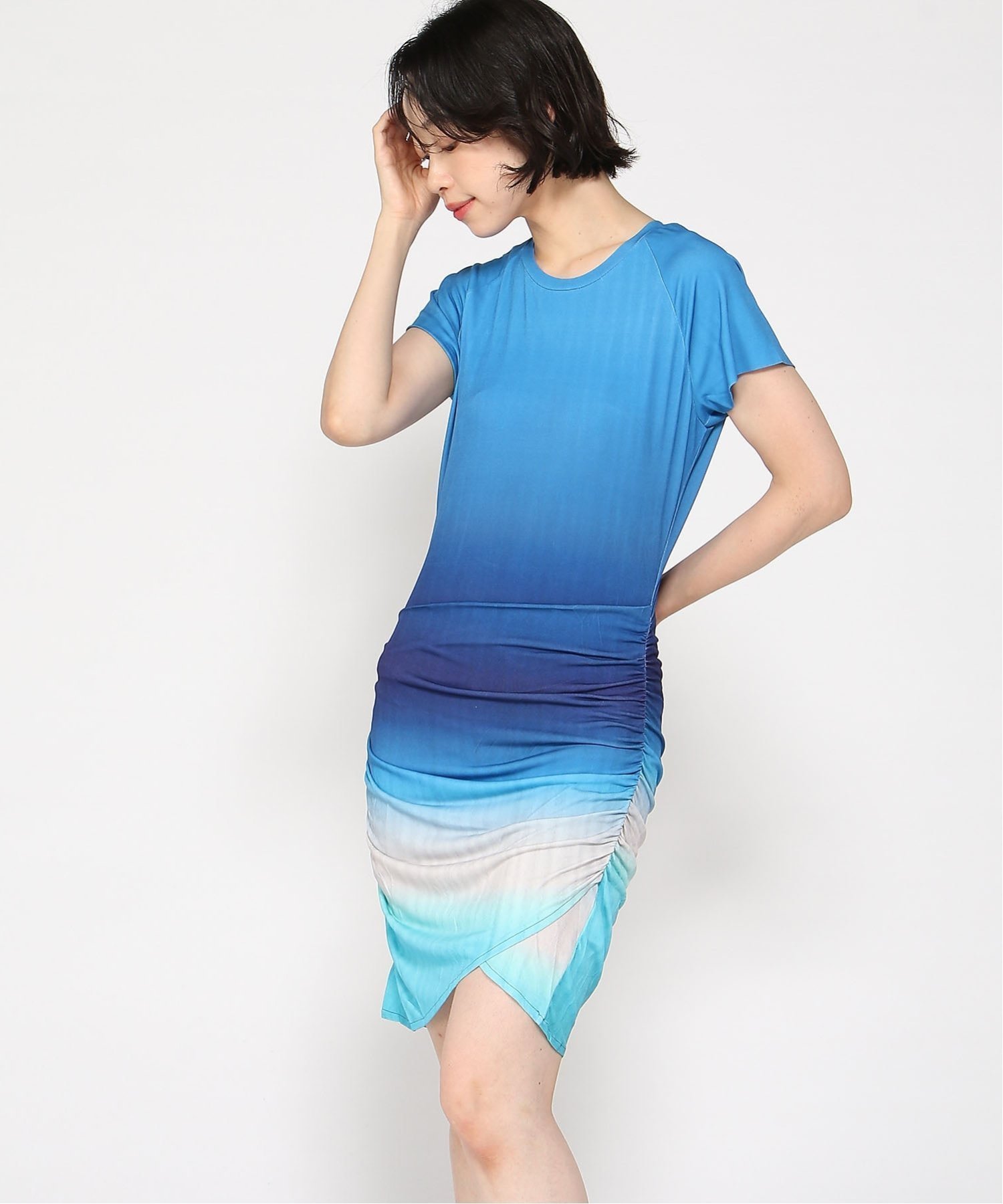 【デシグアル/Desigual】のドレープスカートのショートドレス 人気、トレンドファッション・服の通販 founy(ファニー) 　ファッション　Fashion　レディースファッション　Fashion for Women　スカート　Skirts　カラフル　Colorful Design　シューズ　Shoes, Footwear　ショート　Short, Short Length　デニム　Denim, Jeans Material　ドレス　Dress, One-Piece　パターン　Pattern, Design Print　パッチワーク　Patchwork, Mixed Fabric　プリント　Print, Printed Pattern　メンズ　Men's, Menswear　 other-1|ID: prp329100004728700 ipo3291000000034163460