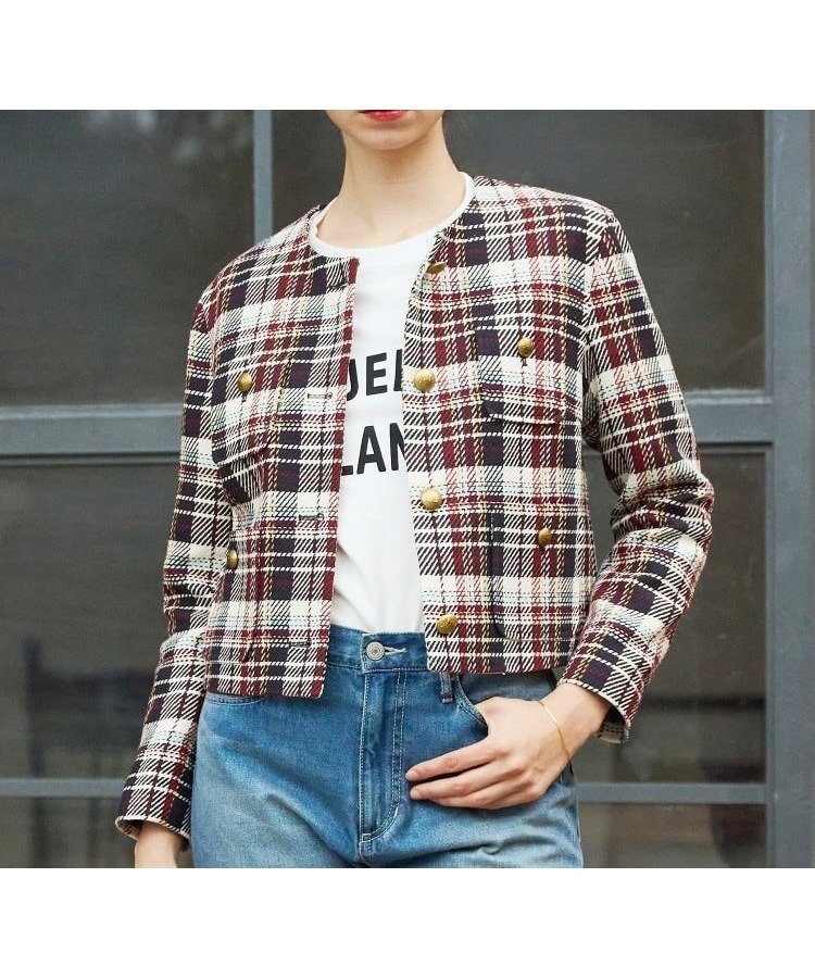 【ドレステリア/DRESSTERIOR】の【DEVEAUX社ツイード使用】コンパクトチェックジャケット 人気、トレンドファッション・服の通販 founy(ファニー) 　ファッション　Fashion　レディースファッション　Fashion for Women　アウター　Coat / Outerwear Collection　レディースジャケット・軽アウター　Jackets　インナー　Innerwear　コンパクト　Compact, Small Size　今季　This Season, Current Season　ジャケット　Jacket, Outerwear　スマート　Smart, Elegant　チェック　Check, Plaid, Tartan　ツイード　Twill, Twill Weave　デニム　Denim, Jeans Material　トレンド　Trend, Trending Now　人気　Popular, Best Seller　フランス　France, French　ロンドン　London Style, British Inspired　A/W・秋冬　Autumn/Winter　2024年　2024　2024-2025秋冬・A/W　Autumn/Winter 2024–25 AW24–25　 other-1|ID: prp329100004728781 ipo3291000000034506816