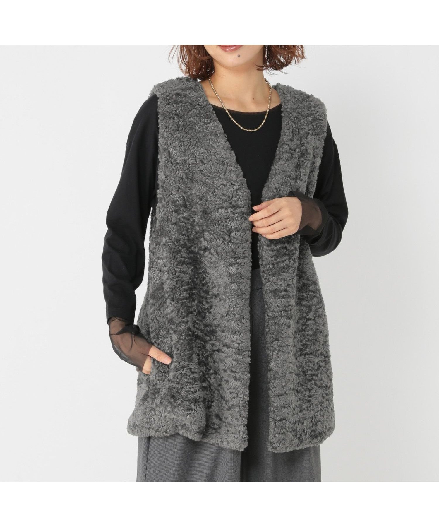 【スタディオ クリップ/studio CLIP】のVネックボアベスト インテリア・キッズ・メンズ・レディースファッション・服の通販 founy(ファニー)  ファッション Fashion レディースファッション Fashion for Women アウター Coat / Outerwear Collection トップス・カットソー Cut & Sew Tops ベスト&ジレ / 重ね着スタイル Vests & Gilets Vネックトップス V-Neck Tops / V-Cut Neckline Shirts おすすめ Recommended / Our Picks シンプル Simple, Minimal フロント Front, Front Design ベスト Vest, Waistcoat 定番 Standard, Basic Item 秋 Autumn チャコール18|ID: prp329100004728784 ipo3291000000034379323