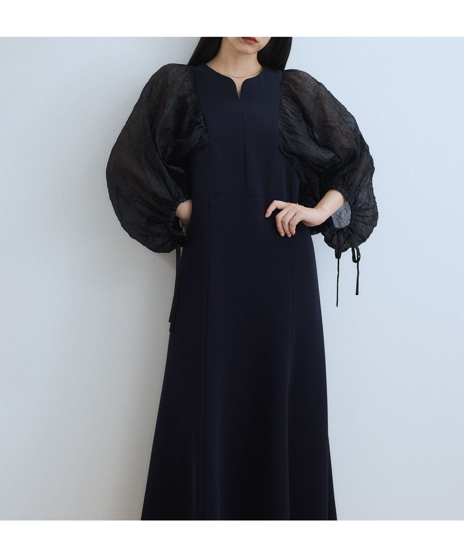 【アダム エ ロペ/ADAM ET ROPE'】のシアースリーブコンビドレス インテリア・キッズ・メンズ・レディースファッション・服の通販 founy(ファニー) 　ファッション　Fashion　レディースファッション　Fashion for Women　ワンピース　Dresses　フォーマル・パーティードレス・結婚式用ドレス　Elegant & Casual Dresses　インナー　Innerwear　オケージョン　Occasion Wear　オーガンジー　Organza Fabric　カッティング　Cutting Detail　ギャザー　Gathered, Ruffled　コンビ　Combo, Combination Style　サンダル　Sandals, Summer Shoes　シアー　Sheer, See-Through　ダブル　Double, Double-Breasted　ドレス　Dress, One-Piece　定番　Standard, Basic Item　人気　Popular, Best Seller　パターン　Pattern, Design Print　フォーマル　Formal, Dressy　ポケット　Pocket, Pocket Detail　マーメイド　Mermaid, Fishtail Silhouette　リボン　Ribbon, Bow　ワッシャー　Washer, Crinkled Finish　A/W・秋冬　Autumn/Winter　おすすめ　Recommended / Our Picks　2026年　2026　ネイビー系(41)|ID: prp329100004728824 ipo3291000000035161831