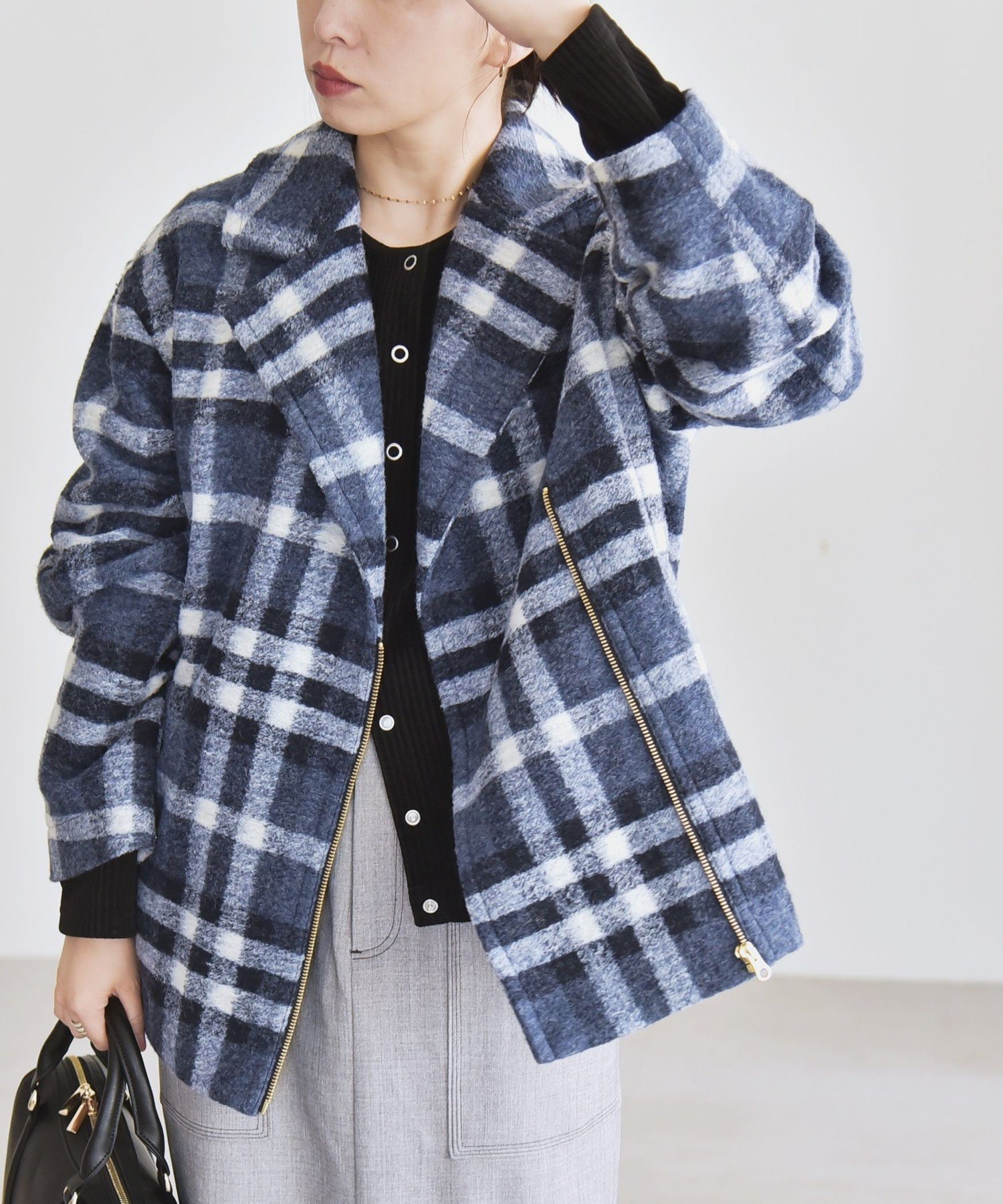 【シップス フォー ウィメン/SHIPS】のquaranciel ボンディング チェック ライダース コート インテリア・キッズ・メンズ・レディースファッション・服の通販 founy(ファニー) ファッション Fashion レディースファッション Fashion for Women アウター Coat / Outerwear Collection コート・ロングコート・ピーコート Long Coats, Peacoats & More ライダースジャケット / レザースタイル Riders Jackets & Biker Style アシンメトリー Asymmetrical Style インナー Innerwear シンプル Simple, Minimal ジップ Zip, Zipper ジャケット Jacket, Outerwear チェック Check, Plaid, Tartan トレンド Trend, Trending Now フロント Front, Front Design ブルゾン Blouson, Bomber Jacket ボックス Boxy, Box Shape ボトム Bottoms, Lower Wear ボンディング Bonding, Bonded Fabric 無地 Plain, Solid Color ライダース Riders ロング Long, Long-Length ワイド Wide, Wide Fit A/W・秋冬 Autumn/Winter 2025年 2025 2025-2026秋冬・A/W Autumn/Winter 2025–26 AW25–26 ネイビー|ID: prp329100004728894 ipo3291000000034881667