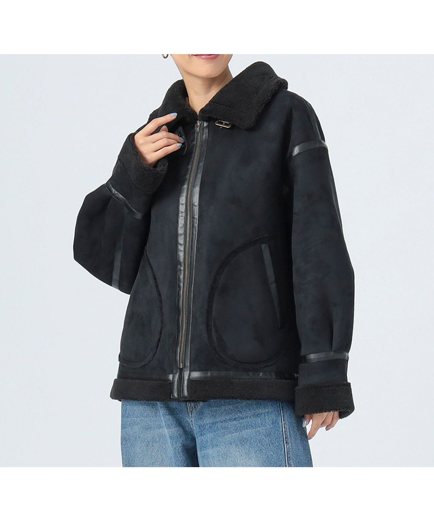 【ビームス ハート/BEAMS HEART】のフェイク ムートン フライト ジャケット インテリア・キッズ・メンズ・レディースファッション・服の通販 founy(ファニー) ファッション Fashion レディースファッション Fashion for Women アウター Coat / Outerwear Collection レディースジャケット・軽アウター Jackets インナー Innerwear ウェーブ Wavy Pattern クール Cool, Chic シンプル Simple, Minimal ジャケット Jacket, Outerwear スウェット / スエット Sweatshirt, Sweatwear ストレート Straight, Straight Cut スラックス Slacks, Dress Pants タイトスカート Pencil Skirt, Tight Skirt デニム Denim, Jeans Material トレンド Trend, Trending Now フェイク Faux, Fake フェミニン Feminine, Girly 防寒 Cold Protection, Winter-Ready ムートン Shearling, Mouton リアル Real, Realistic ロング Long, Long-Length 冬 Winter / This Winter おすすめ Recommended / Our Picks BLACK|ID: prp329100004728967 ipo3291000000034881352