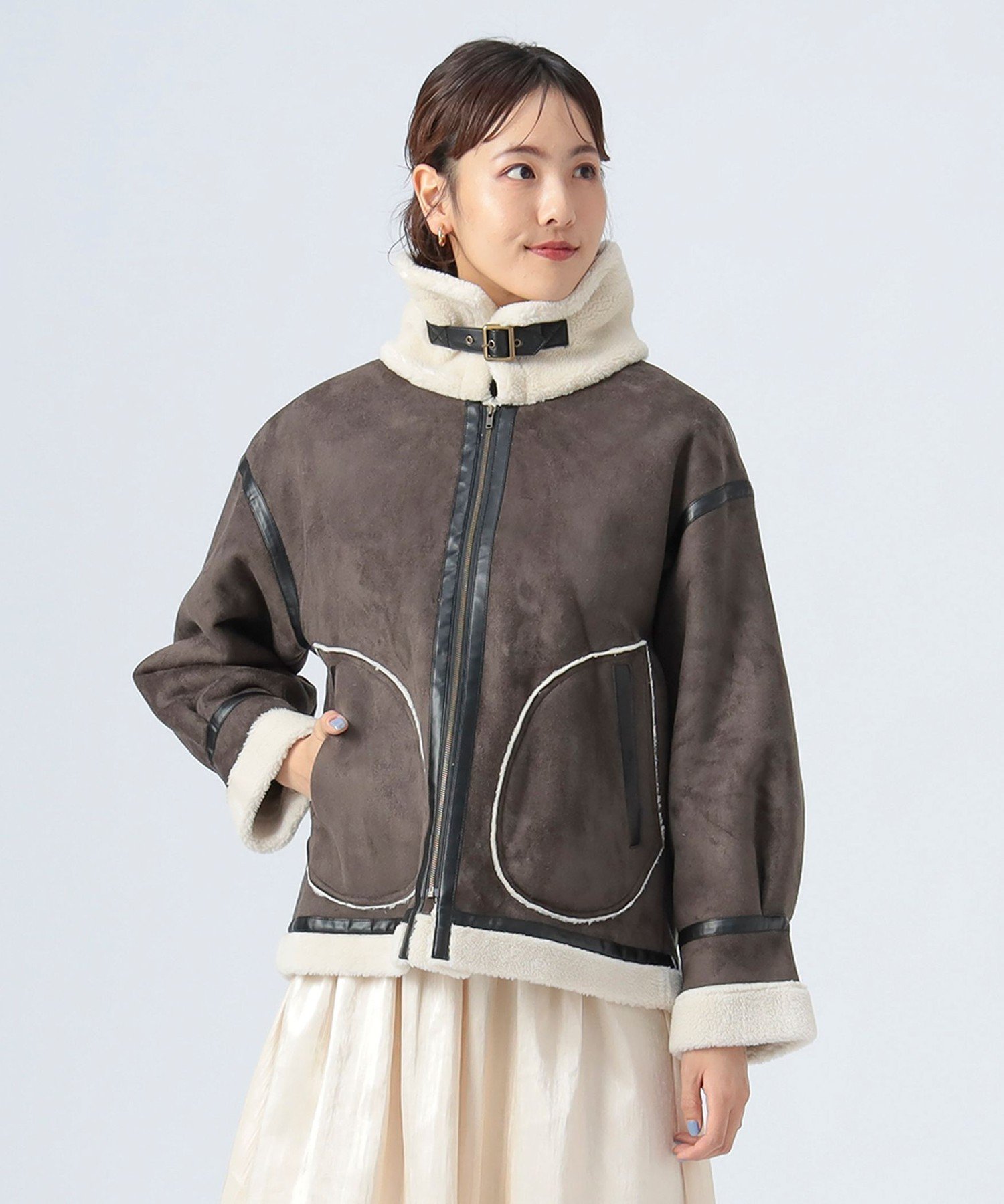 【ビームス ハート/BEAMS HEART】のフェイク ムートン フライト ジャケット インテリア・キッズ・メンズ・レディースファッション・服の通販 founy(ファニー) ファッション Fashion レディースファッション Fashion for Women アウター Coat / Outerwear Collection レディースジャケット・軽アウター Jackets インナー Innerwear ウェーブ Wavy Pattern クール Cool, Chic シンプル Simple, Minimal ジャケット Jacket, Outerwear スウェット / スエット Sweatshirt, Sweatwear ストレート Straight, Straight Cut スラックス Slacks, Dress Pants タイトスカート Pencil Skirt, Tight Skirt デニム Denim, Jeans Material トレンド Trend, Trending Now フェイク Faux, Fake フェミニン Feminine, Girly 防寒 Cold Protection, Winter-Ready ムートン Shearling, Mouton リアル Real, Realistic ロング Long, Long-Length 冬 Winter / This Winter おすすめ Recommended / Our Picks DARK BROWN|ID: prp329100004728967 ipo3291000000034881354