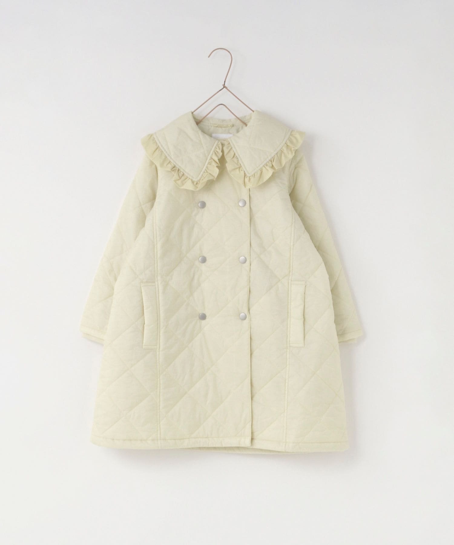 【ローリーズファーム/LOWRYS FARM / KIDS】のBIGカラーキルティングコート インテリア・キッズ・メンズ・レディースファッション・服の通販 founy(ファニー) 　ファッション　Fashion　キッズファッション　Fashion for Kids　アウター　Coat Outerwear /Kids　キルティング　Quilted, Quilting　フリル　Frill, Ruffle　フロント　Front, Front Design　メタル　Metal, Metal Parts　アイボリー|ID: prp329100004729104 ipo3291000000034165022