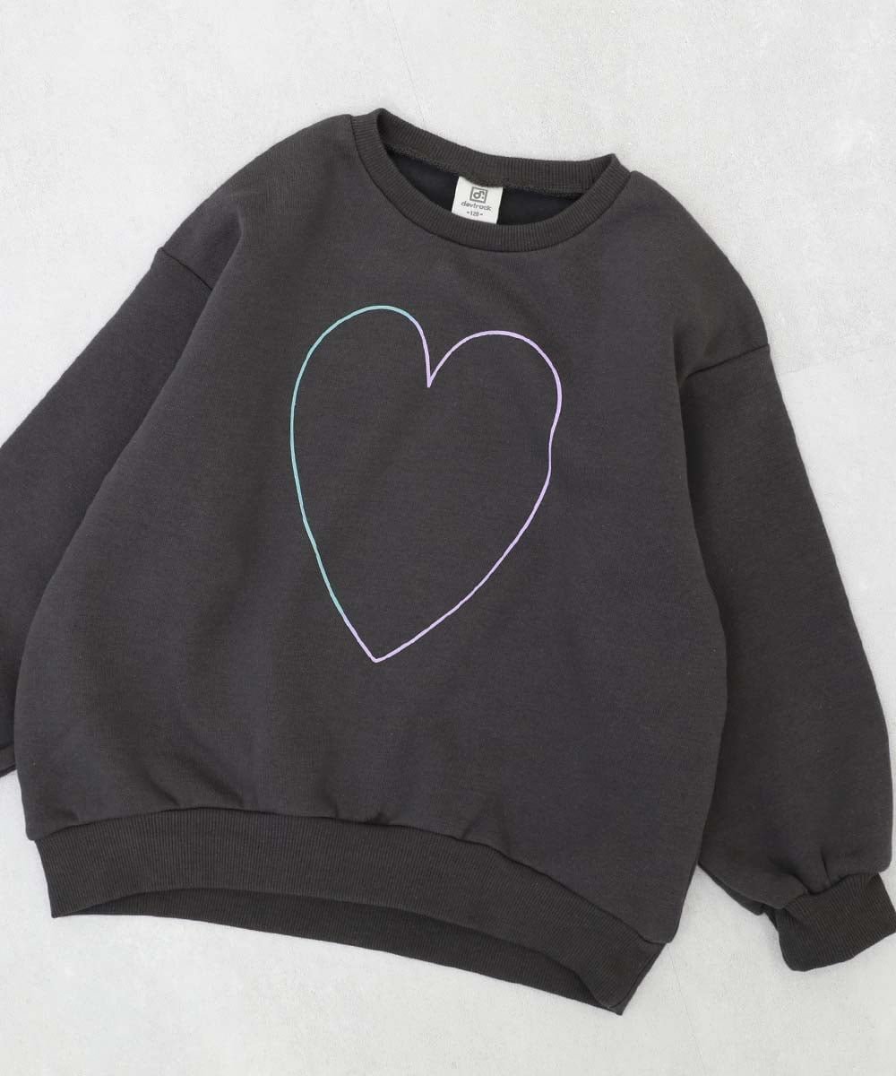 【デビロック/devirock / KIDS】のデビラボ ガールズ プリント ボリュームスリーブ 裏起毛トレーナー 25AW インテリア・キッズ・メンズ・レディースファッション・服の通販 founy(ファニー) ファッション Fashion キッズファッション Fashion for Kids シンプル Simple, Minimal スニーカー Sneakers, Trainers スリーブ Sleeve, Long Sleeve / Short Sleeve トレーナー Sweatshirt, Trainer プリント Print, Printed Pattern おすすめ Recommended / Our Picks 2025年 2025 2025-2026秋冬・A/W Autumn/Winter 2025–26 AW25–26 001-ハート-スミクロ|ID: prp329100004729124 ipo3291000000034731343