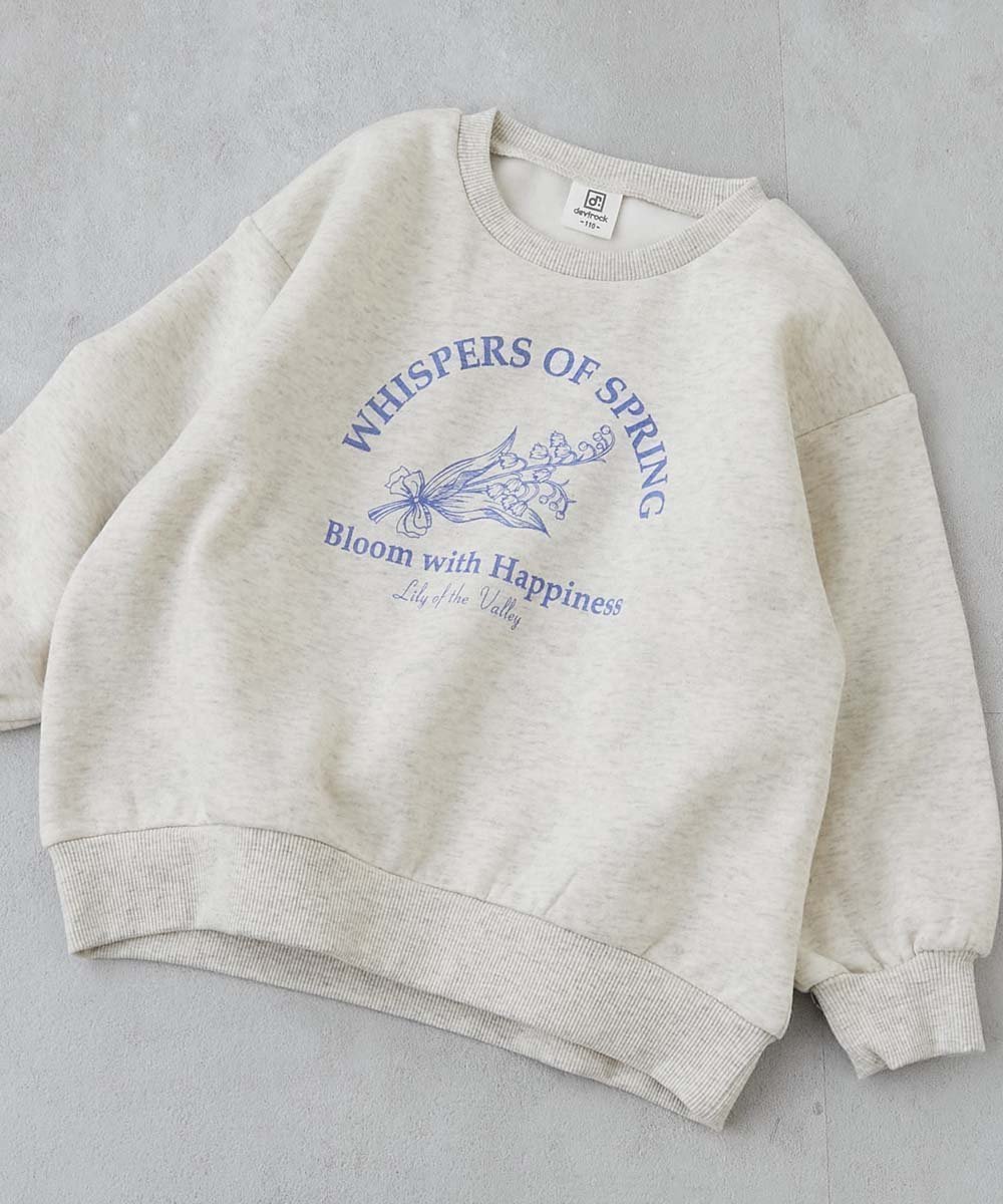 【デビロック/devirock / KIDS】のデビラボ ガールズ プリント ボリュームスリーブ 裏起毛トレーナー 25AW インテリア・キッズ・メンズ・レディースファッション・服の通販 founy(ファニー) ファッション Fashion キッズファッション Fashion for Kids シンプル Simple, Minimal スニーカー Sneakers, Trainers スリーブ Sleeve, Long Sleeve / Short Sleeve トレーナー Sweatshirt, Trainer プリント Print, Printed Pattern おすすめ Recommended / Our Picks 2025年 2025 2025-2026秋冬・A/W Autumn/Winter 2025–26 AW25–26 007-スズラン-オートミール|ID: prp329100004729124 ipo3291000000034731351