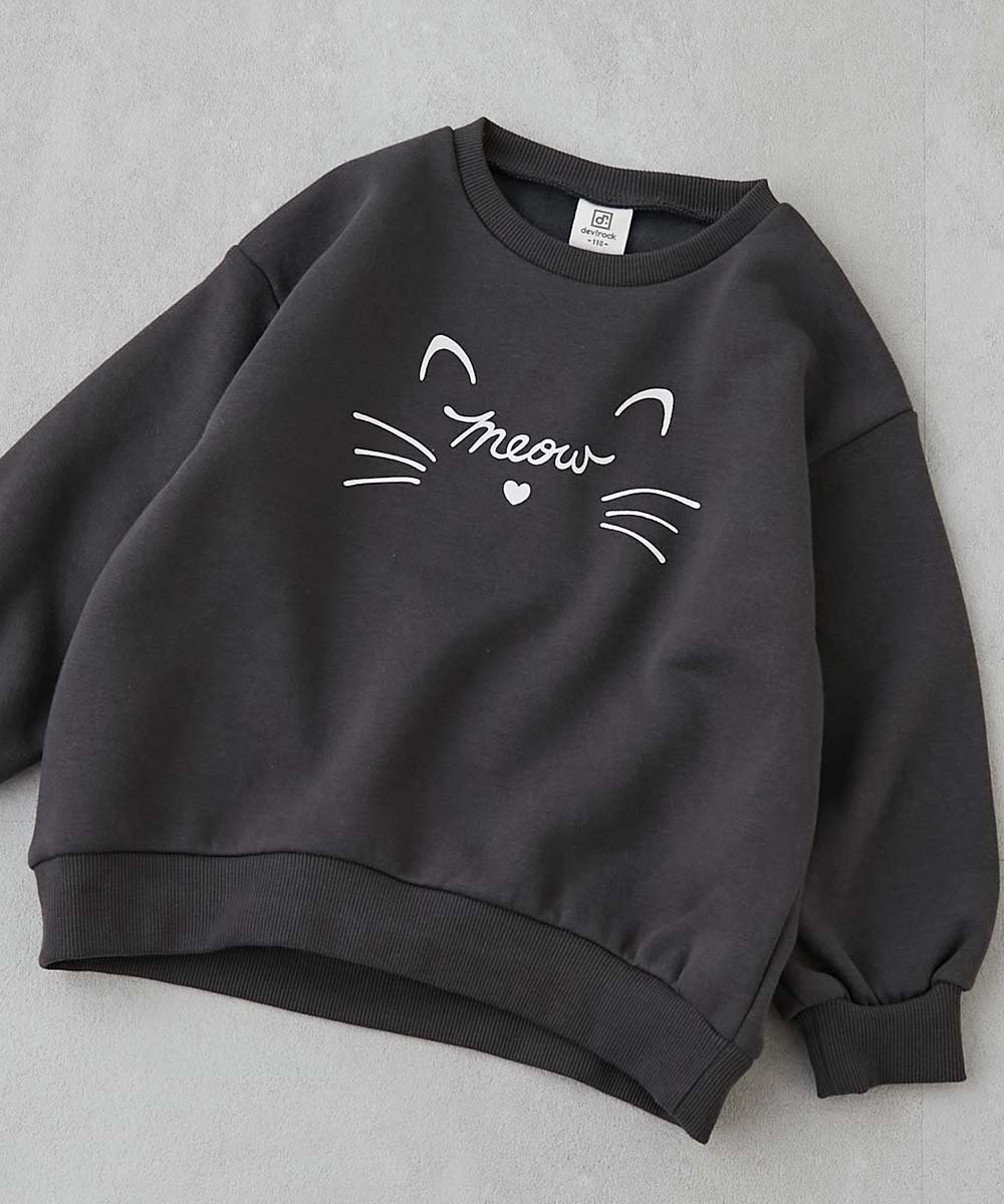 【デビロック/devirock / KIDS】のデビラボ ガールズ プリント ボリュームスリーブ 裏起毛トレーナー 25AW インテリア・キッズ・メンズ・レディースファッション・服の通販 founy(ファニー) ファッション Fashion キッズファッション Fashion for Kids シンプル Simple, Minimal スニーカー Sneakers, Trainers スリーブ Sleeve, Long Sleeve / Short Sleeve トレーナー Sweatshirt, Trainer プリント Print, Printed Pattern おすすめ Recommended / Our Picks 2025年 2025 2025-2026秋冬・A/W Autumn/Winter 2025–26 AW25–26 003-ネコ-スミクロ|ID: prp329100004729124 ipo3291000000034731353