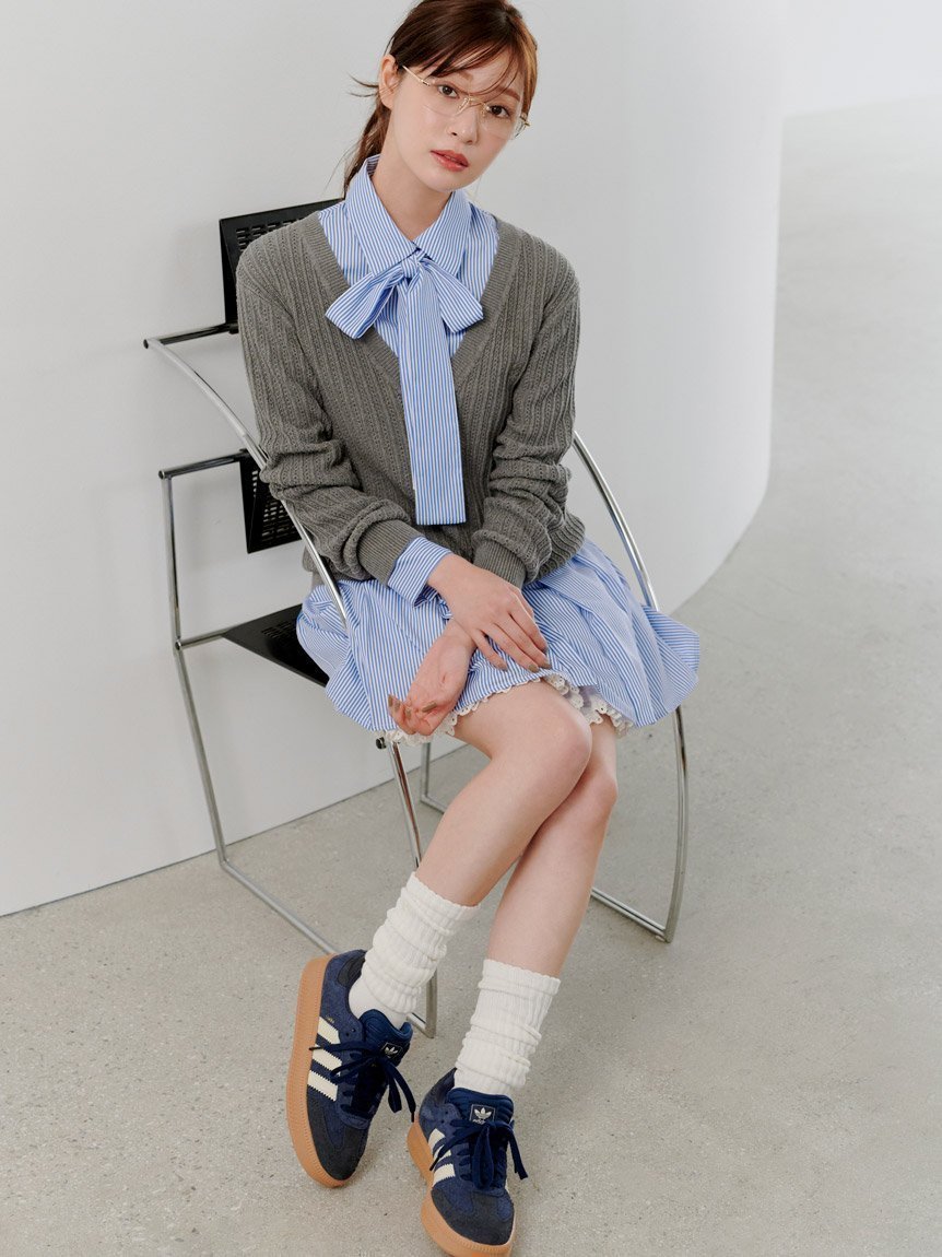 【スナイデル/SNIDEL】のシャツコンビチュニック インテリア・キッズ・メンズ・レディースファッション・服の通販 founy(ファニー) 　ファッション　Fashion　レディースファッション　Fashion for Women　トップス・カットソー　Cut & Sew Tops　シャツ・ブラウス・オフィスカジュアル　Elegant Blouses & Button-Ups　ウェーブ　Wavy Pattern　ストライプ　Stripe, Striped Pattern　ストレート　Straight, Straight Cut　スマート　Smart, Elegant　トレンド　Trend, Trending Now　プリーツ　Pleats, Pleated　無地　Plain, Solid Color　レギンス　Leggings, Stretch Pants　レース　Lace, Lace Fabric　おすすめ　Recommended / Our Picks　エレガント 上品　Elegant　GRY[006]|ID: prp329100004729125 ipo3291000000034165096