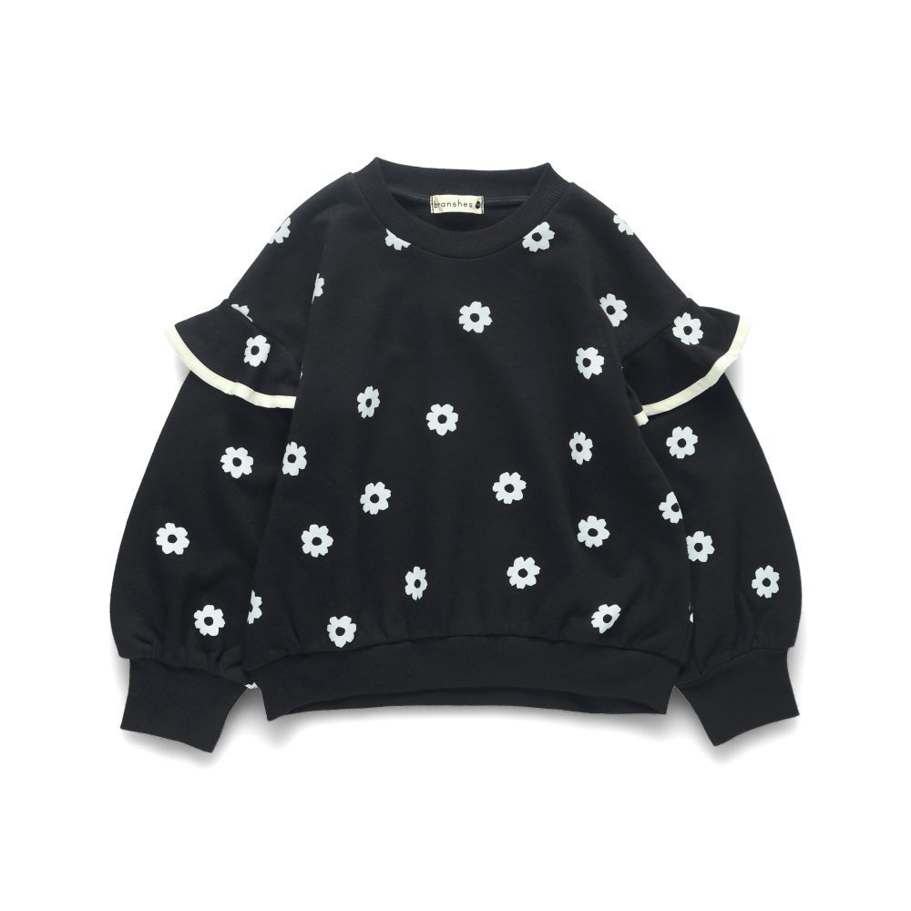 【ブランシェス/branshes / KIDS】の肩フリルトレーナー 人気、トレンドファッション・服の通販 founy(ファニー) 　ファッション　Fashion　キッズファッション　Fashion for Kids　ガーリー　Girly, Feminine Style　トレーナー　Sweatshirt, Trainer　ドット　Polka Dot, Dot Pattern　パイピング　Piping, Trim Design　フリル　Frill, Ruffle　プリント　Print, Printed Pattern　ロング　Long, Long-Length　 other-1|ID: prp329100004729145 ipo3291000000034165183