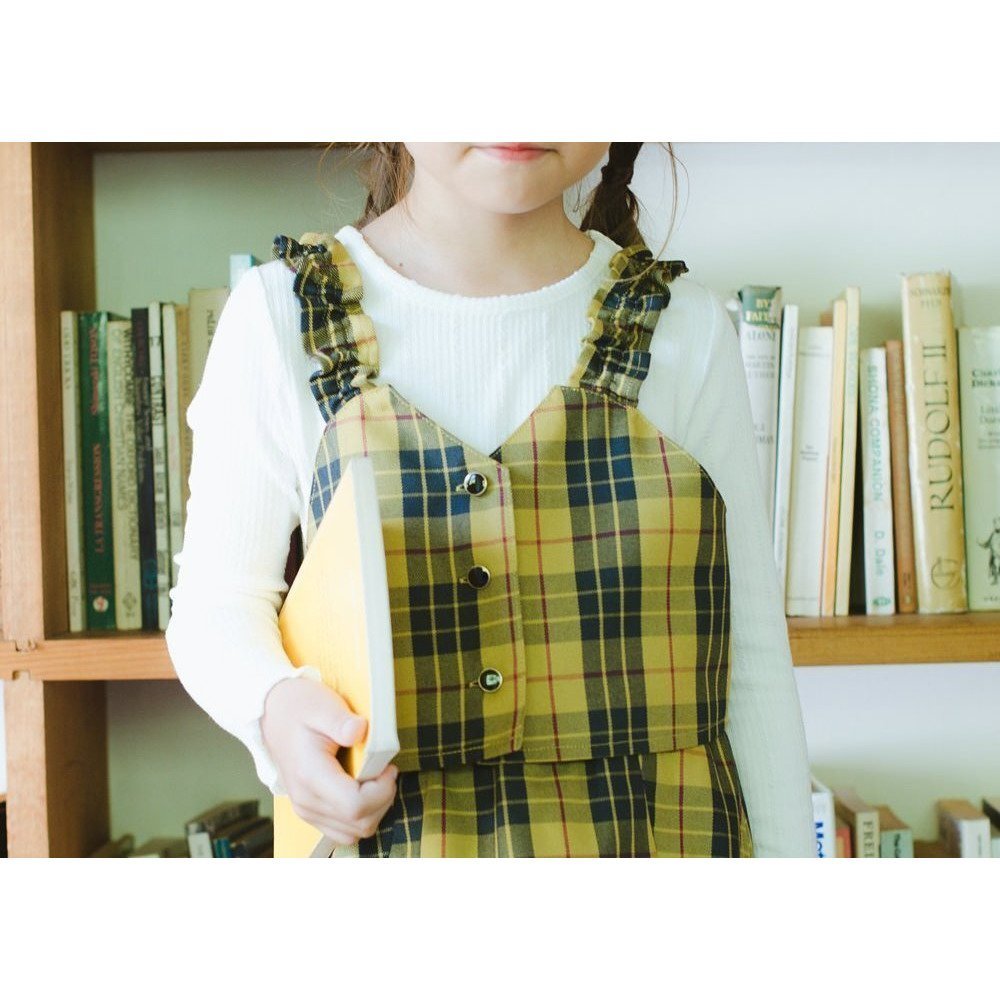 【ブランシェス/branshes / KIDS】の【おそろい】チェック柄トップスセット インテリア・キッズ・メンズ・レディースファッション・服の通販 founy(ファニー) 　ファッション　Fashion　キッズファッション　Fashion for Kids　トップス・カットソー　Cut & Sew Tops　おすすめ　Recommended / Our Picks　イエロー　Yellow　インナー　Innerwear　ガーリー　Girly, Feminine Style　セットアップ　Set-Up, Coordinated Outfit　チェック　Check, Plaid, Tartan　テレコ　Ribbed, Rib Stitch　ビスチェ　Bustier, Corset Top　フリル　Frill, Ruffle　ベビー　Baby, Babywear　人気　Popular, Best Seller　秋　Autumn　長袖　Long Sleeve, Full Sleeve　イエロー|ID: prp329100004729147 ipo3291000000034165197