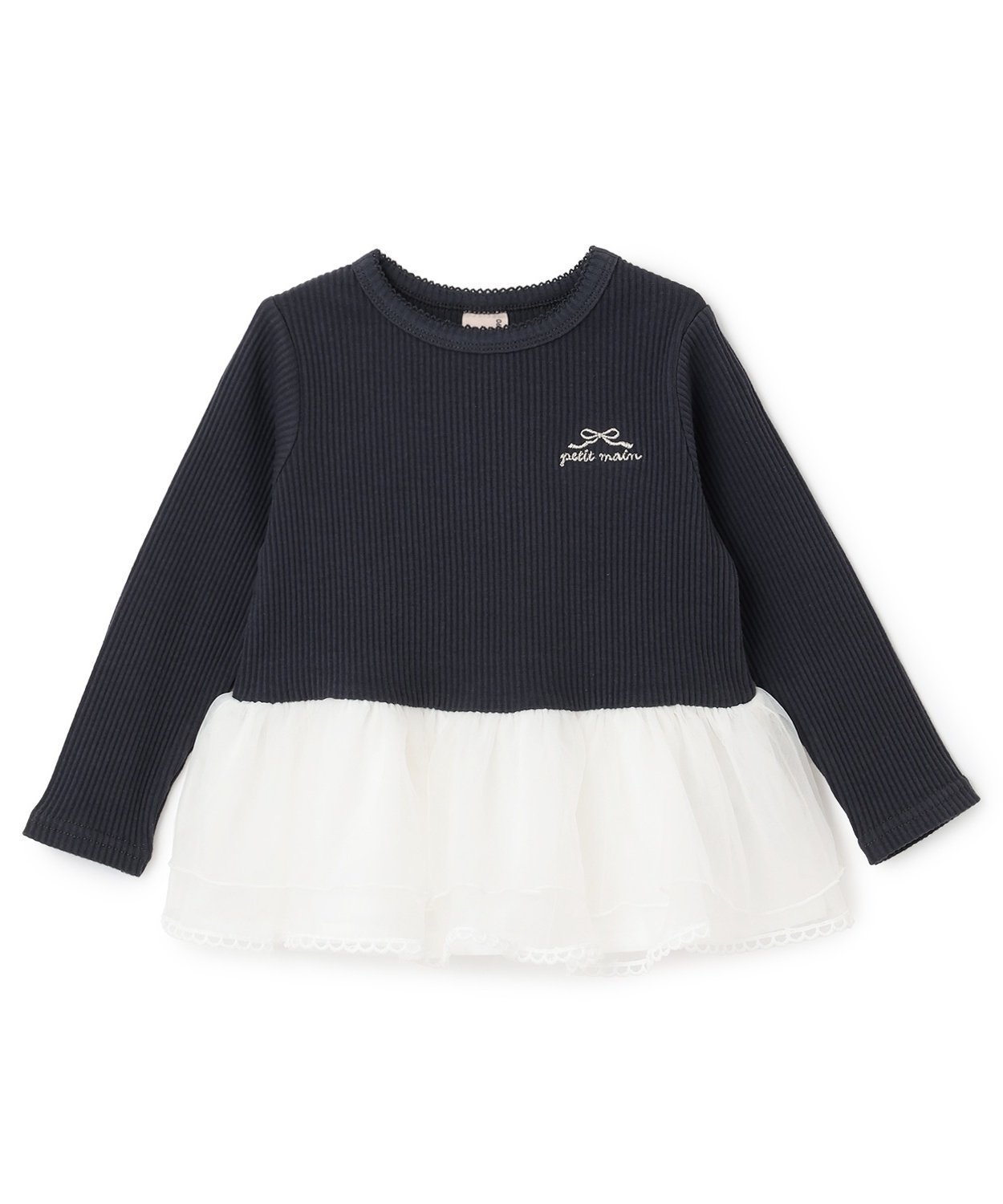 【ナルミヤ オンライン/NARUMIYA ONELINE / KIDS】のチュールペプラムロゴ長袖Tシャツ インテリア・キッズ・メンズ・レディースファッション・服の通販 founy(ファニー) 　ファッション　Fashion　キッズファッション　Fashion for Kids　デニム　Denim, Jeans Material　ポケット　Pocket, Pocket Detail　レギンス　Leggings, Stretch Pants　長袖　Long Sleeve, Full Sleeve　チャコール|ID: prp329100004729163 ipo3291000000034165260
