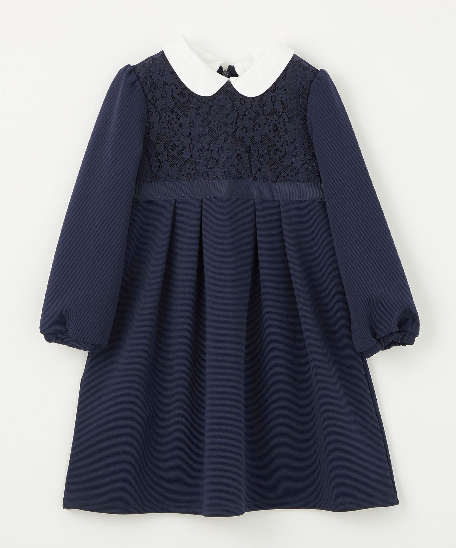 【ユナイテッドアローズ/UNITED ARROWS / KIDS】のリップル シロエリ ワンピース インテリア・キッズ・メンズ・レディースファッション・服の通販 founy(ファニー) 　ファッション　Fashion　キッズファッション　Fashion for Kids　ワンピース　Dresses　オケージョン　Occasion Wear　カットソー　Cut and Sewn Top　シンプル　Simple, Minimal　セットアップ　Set-Up, Coordinated Outfit　定番　Standard, Basic Item　フォーマル　Formal, Dressy　ボレロ　Bolero, Short Cardigan　レース　Lace, Lace Fabric　アウトレット　Outlet / Clearance　エレガント 上品　Elegant　セレモニー　Ceremony　入学式　Entrance Ceremony　卒業式　Graduation Ceremony　NAVY|ID: prp329100004729183 ipo3291000000034624342