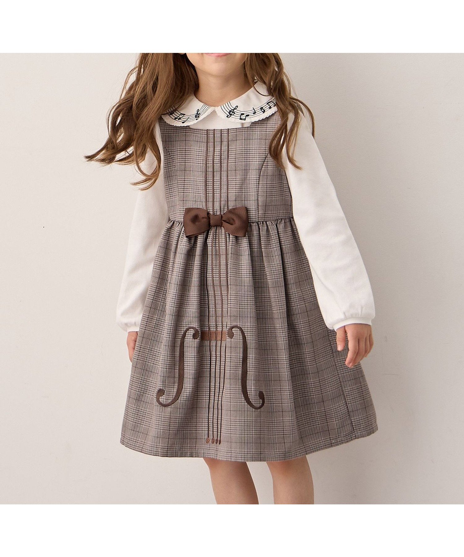 【エニー/ANY / KIDS】のメロディジャンパースカート インテリア・キッズ・メンズ・レディースファッション・服の通販 founy(ファニー) 　ファッション　Fashion　キッズファッション　Fashion for Kids　おすすめ　Recommended / Our Picks　インナー　Innerwear　カットソー　Cut and Sewn Top　チェック　Check, Plaid, Tartan　ポケット　Pocket, Pocket Detail　モチーフ　Motif, Design Theme　エレガント 上品　Elegant　ブラウン×チェック[330]|ID: prp329100004729247 ipo3291000000034165578