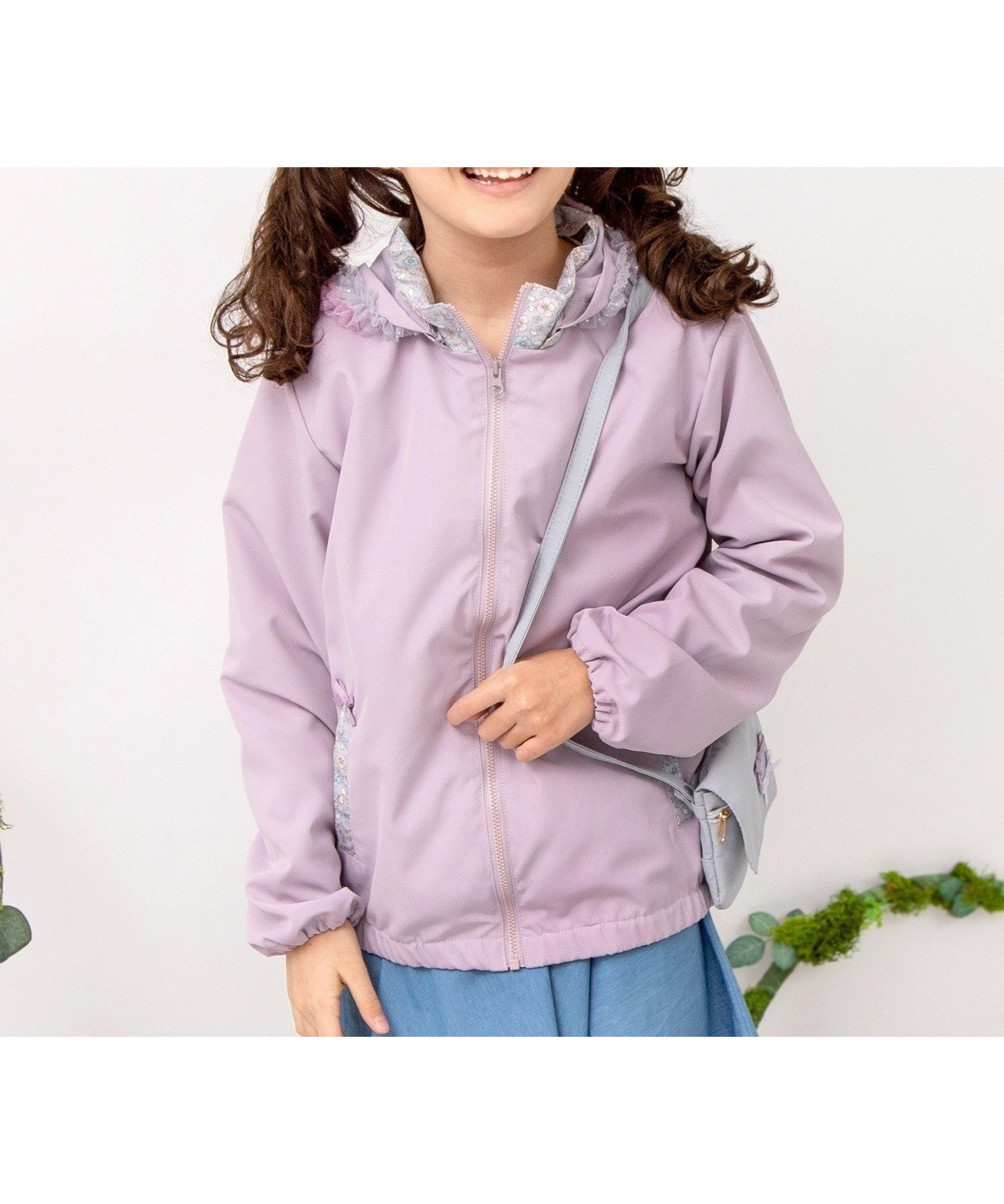 【パンパンテュテュ/panpantutu / KIDS】のUVcutチュールフリルウインドブレーカー インテリア・キッズ・メンズ・レディースファッション・服の通販 founy(ファニー) 　ファッション　Fashion　キッズファッション　Fashion for Kids　コンパクト　Compact, Small Size　スタンド　Stand Collar, Upright Stand　フラワー　Flower, Floral　メッシュ　Mesh, Net Fabric　軽量　Lightweight, Ultra Light　ラベンダー|ID: prp329100004729258 ipo3291000000034165630