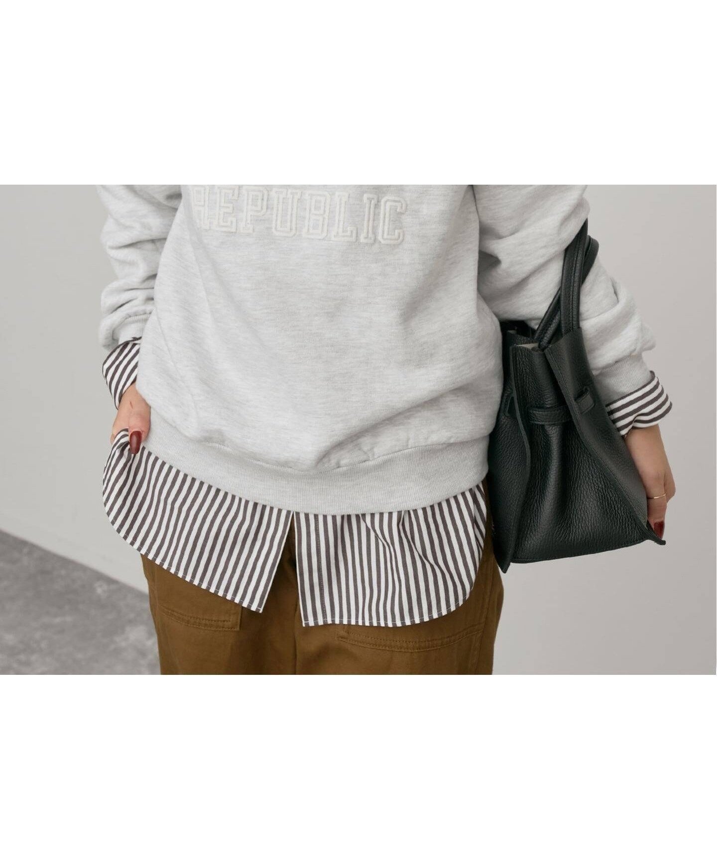 【スピック&スパン/Spick & Span】のSLOPPY SUPPLY / スラッピーサプライ REPUBLIC スウェット インテリア・キッズ・メンズ・レディースファッション・服の通販 founy(ファニー) 　ファッション　Fashion　レディースファッション　Fashion for Women　トップス・カットソー　Cut & Sew Tops　レディースパーカー・カジュアルフーディー　Casual Hoodies & Sweatshirts　スウェット・クルーネックトップス　Sweatshirts & Crewnecks / Relaxed Fit Sweat Tops　ショルダー　Shoulder, Shoulder Strap　スウェット / スエット　Sweatshirt, Sweatwear　トレンド　Trend, Trending Now　ドロップ　Drop Shoulder, Dropped Style　プリント　Print, Printed Pattern　ベーシック　Basic, Essential　ボトム　Bottoms, Lower Wear　グレーA|ID: prp329100004729260 ipo3291000000034967721