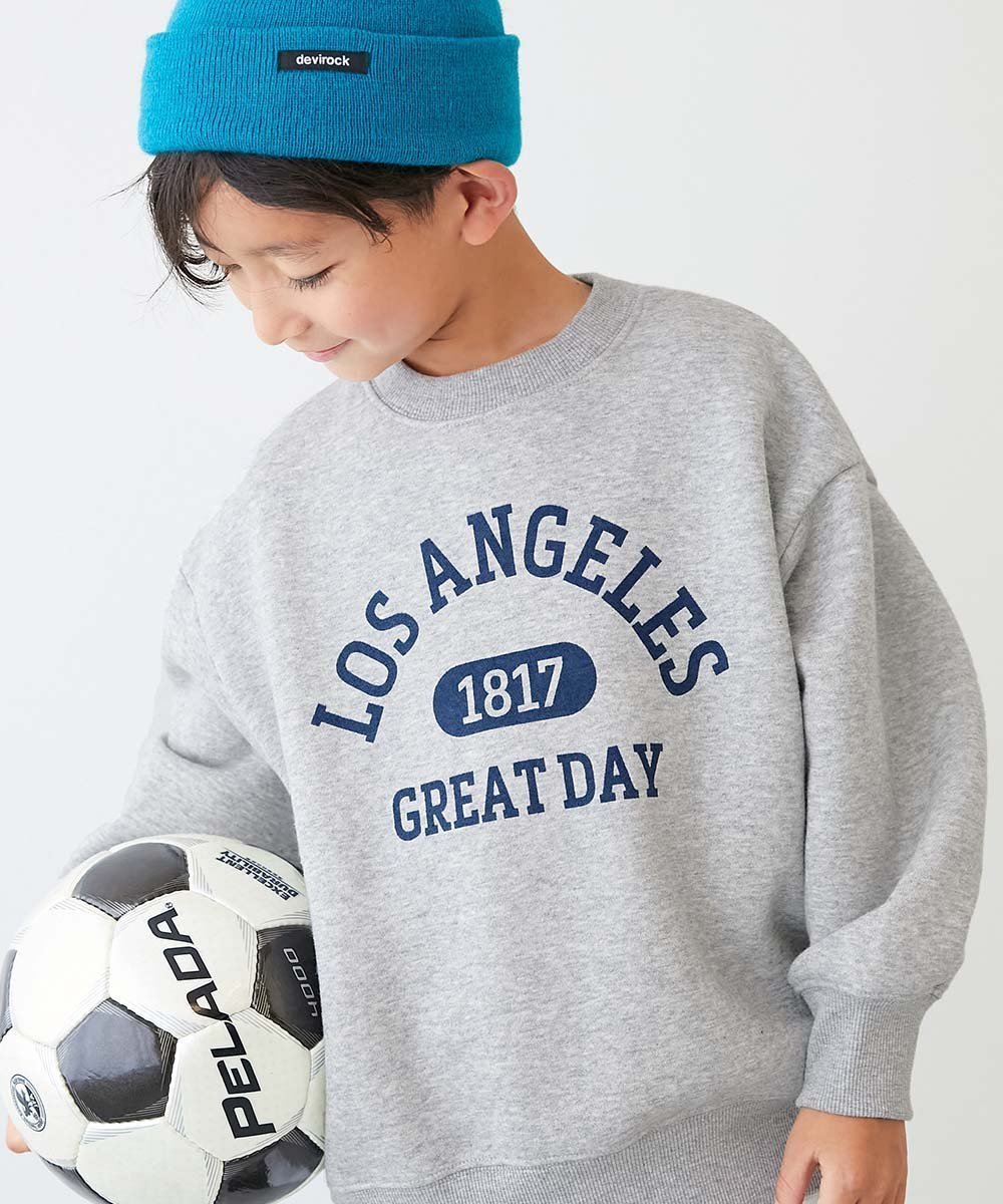 【デビロック/devirock / KIDS】のデビラボ プリント 裏起毛 BIGシルエットトレーナー トレーナー トップス 25AW インテリア・キッズ・メンズ・レディースファッション・服の通販 founy(ファニー) 　ファッション　Fashion　キッズファッション　Fashion for Kids　トップス・カットソー　Cut & Sew Tops　トレンド　Trend, Trending Now　トレーナー　Sweatshirt, Trainer　プリント　Print, Printed Pattern　おすすめ　Recommended / Our Picks　2025年　2025　2025-2026秋冬・A/W　Autumn/Winter 2025–26 AW25–26　003-ロゴ2-杢グレー|ID: prp329100004729267 ipo3291000000034165673