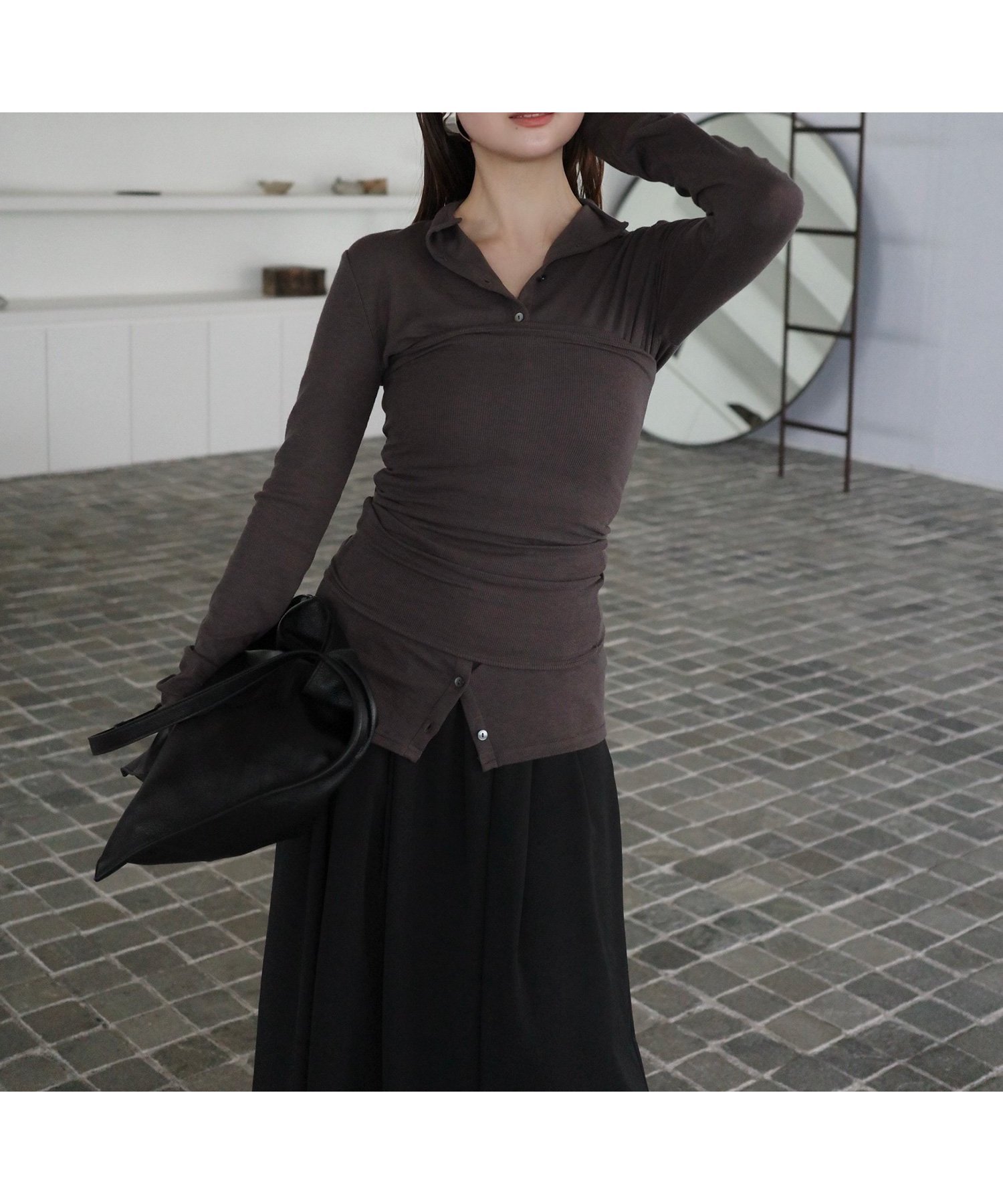 【アニュアンス/anuans】のテンセルウールレイヤーカットトップス インテリア・キッズ・メンズ・レディースファッション・服の通販 founy(ファニー) 　ファッション　Fashion　レディースファッション　Fashion for Women　トップス・カットソー　Cut & Sew Tops　とろみ　Fluid, Flowy Fabric　なめらか　Smooth, Silky Texture　ウォッシャブル　Machine Washable　カーディガン　Cardigan, Knitwear　ストレッチ　Stretch, Stretchy Fabric　ハイネック　High Neck, Mock Neck　バランス　Balance, Style Balance　ビスチェ　Bustier, Corset Top　抗菌　Antibacterial, Bacteria-Resistant　CHARCOALGREY|ID: prp329100004729313 ipo3291000000034530001