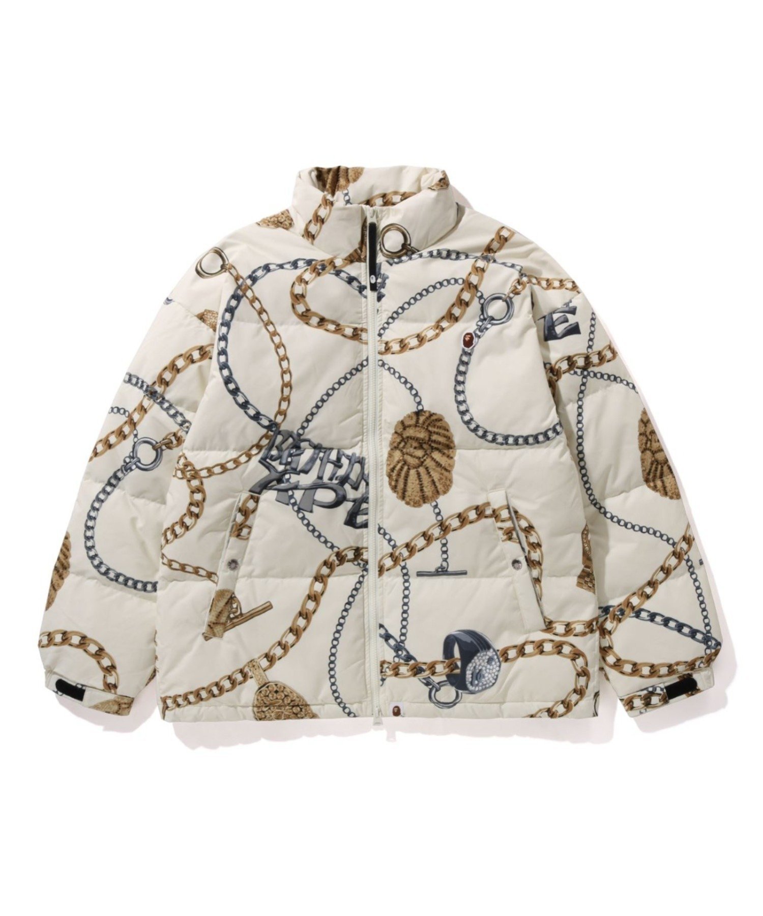 【その他のブランド/Other】のBAPE JEWELS DOWN JACKET インテリア・キッズ・メンズ・レディースファッション・服の通販 founy(ファニー) 　ファッション　Fashion　メンズファッション　Fashion for Men　スピンドル　Spindle, Drawcord　タフタ　Taffeta, Structured Fabric　ダウン　Down, Puffer　フェザー　Feather, Feather Detail　ポケット　Pocket, Pocket Detail　ワンポイント　One Point, Statement Accent　防寒　Cold Protection, Winter-Ready　IVORY|ID: prp329100004729483 ipo3291000000034198398