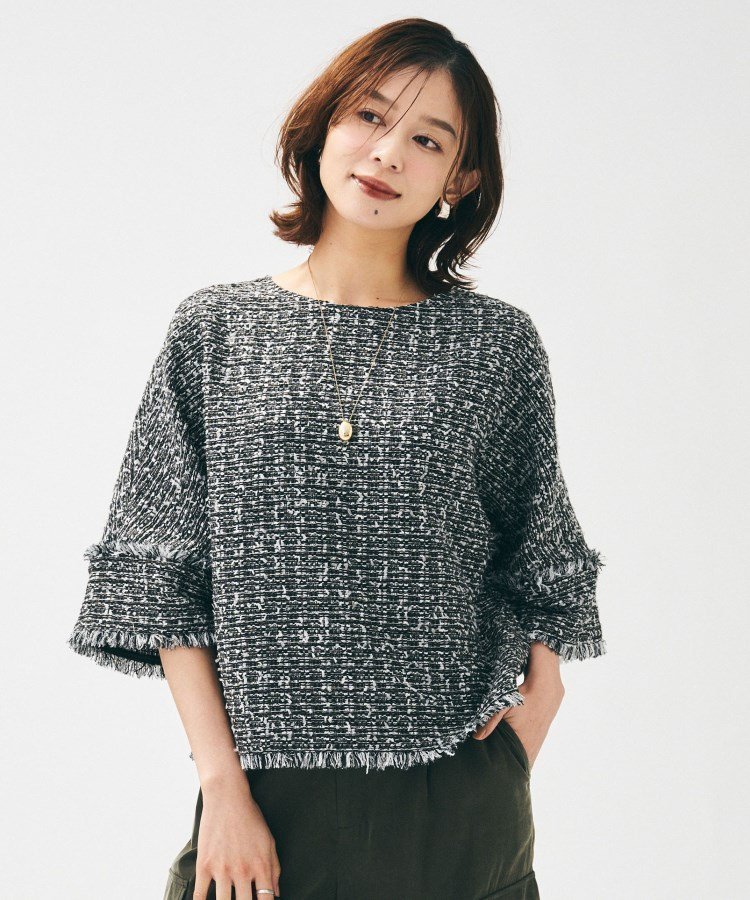 【アンタイトル/UNTITLED】の【きれいめ/体型カバー】ツイードドルマントップス 人気、トレンドファッション・服の通販 founy(ファニー) 　ファッション　Fashion　レディースファッション　Fashion for Women　トップス・カットソー　Cut & Sew Tops　おすすめ　Recommended / Our Picks　スマート　Smart, Elegant　ツイード　Twill, Twill Weave　デニム　Denim, Jeans Material　フリンジ　Fringe, Tassel　ボトム　Bottoms, Lower Wear　ワイド　Wide, Wide Fit　 other-1|ID: prp329100004730034 ipo3291000000034419478