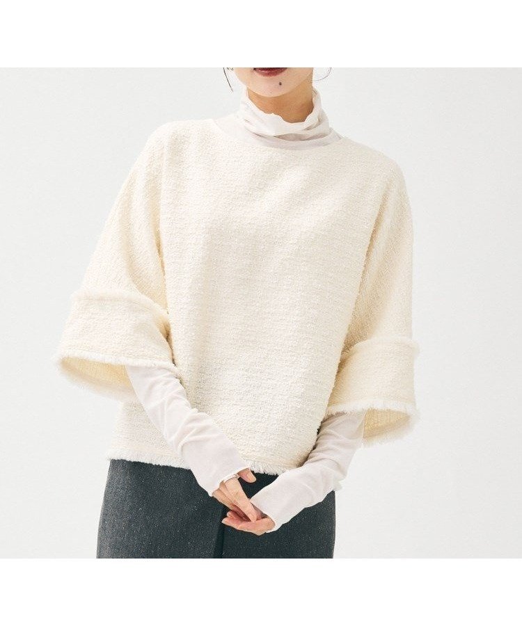 【アンタイトル/UNTITLED】の【きれいめ/体型カバー】ツイードドルマントップス インテリア・キッズ・メンズ・レディースファッション・服の通販 founy(ファニー) 　ファッション　Fashion　レディースファッション　Fashion for Women　トップス・カットソー　Cut & Sew Tops　おすすめ　Recommended / Our Picks　スマート　Smart, Elegant　ツイード　Twill, Twill Weave　デニム　Denim, Jeans Material　フリンジ　Fringe, Tassel　ボトム　Bottoms, Lower Wear　ワイド　Wide, Wide Fit　ライトベージュ|ID: prp329100004730034 ipo3291000000034419480