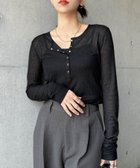【アンドミー/andme】のヘンリーネック シアー トップス 人気、トレンドファッション・服の通販 founy(ファニー) ファッション Fashion レディースファッション Fashion for Women トップス・カットソー Cut & Sew Tops アクリル Acrylic Material コンパクト Compact, Small Size サロペット Overalls, Salopette シアー Sheer, See-Through トレンド Trend, Trending Now thumbnail ブラック|ID: prp329100004730055 ipo3291000000034528361