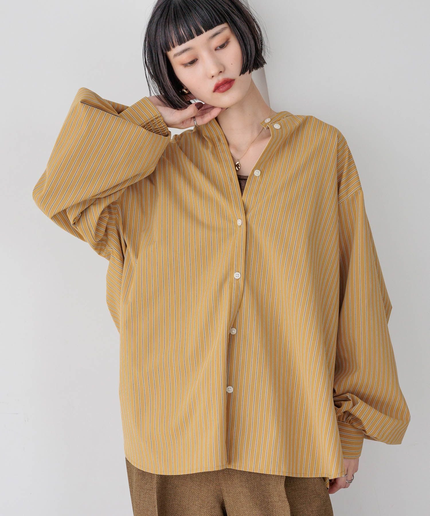 【ローリーズファーム/LOWRYS FARM】のマルチストライプシャツ 人気、トレンドファッション・服の通販 founy(ファニー) 　ファッション　Fashion　レディースファッション　Fashion for Women　トップス・カットソー　Cut & Sew Tops　シャツ・ブラウス・オフィスカジュアル　Elegant Blouses & Button-Ups　おすすめ　Recommended / Our Picks　シャーリング　Shirring, Ruched　ストライプ　Stripe, Striped Pattern　ストレート　Straight, Straight Cut　バランス　Balance, Style Balance　ワイド　Wide, Wide Fit　 other-1|ID: prp329100004730104 ipo3291000000034169891