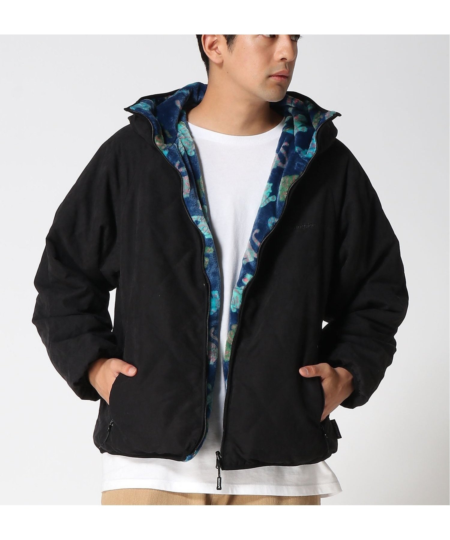 【ジムマスター/gym master / MEN】のgym master/キルトxハッピーペイントボアRVフードJKT インテリア・キッズ・メンズ・レディースファッション・服の通販 founy(ファニー) 　ファッション　Fashion　メンズファッション　Fashion for Men　キルト　Quilt, Quilted Fabric　ブラックxトラ柄|ID: prp329100004730123 ipo3291000000034169988