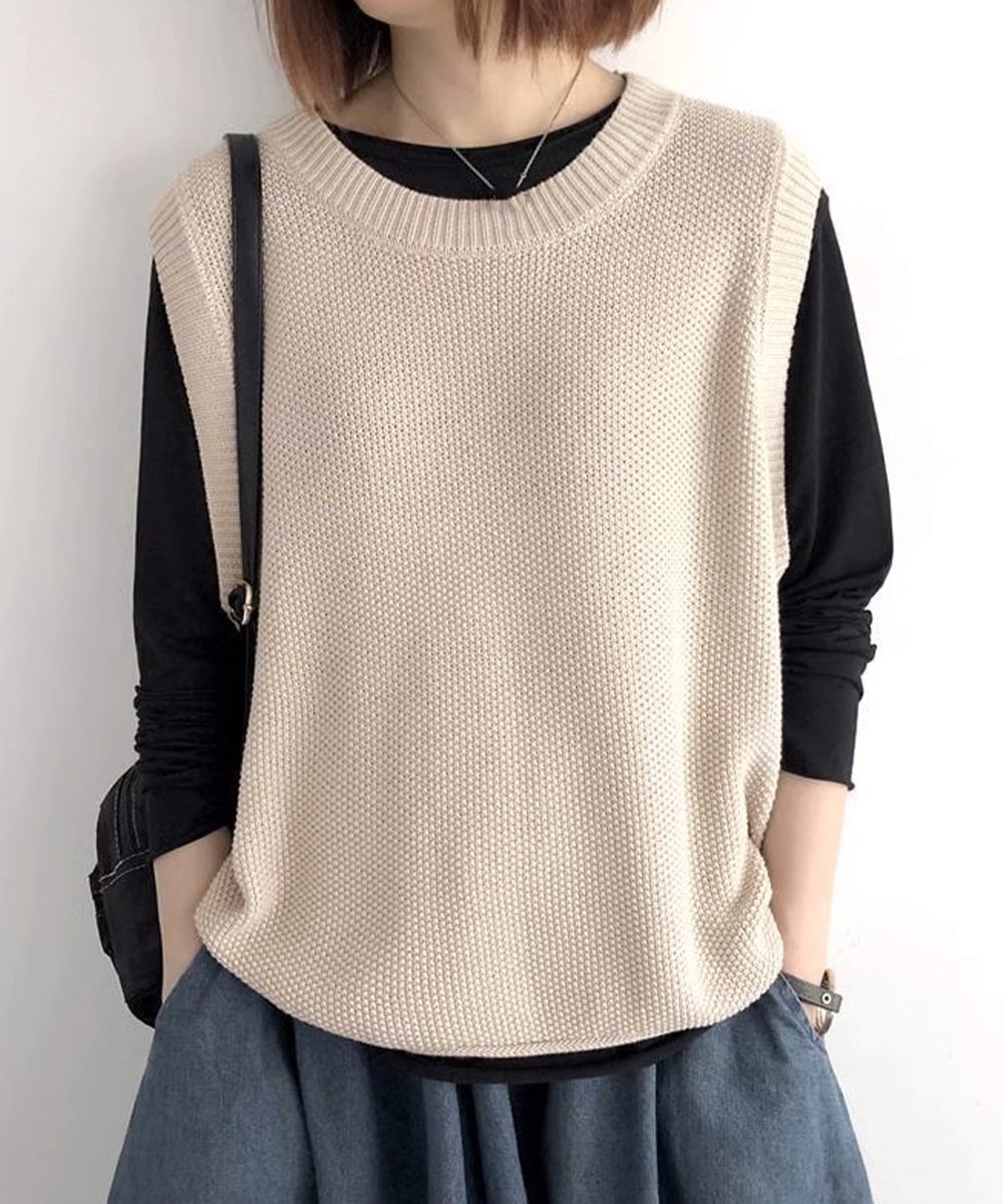【ミニミニストア/miniministore】のニットベスト レディースチョッキ 重ね着 インテリア・キッズ・メンズ・レディースファッション・服の通販 founy(ファニー) 　ファッション　Fashion　レディースファッション　Fashion for Women　アウター　Coat / Outerwear Collection　トップス・カットソー　Cut & Sew Tops　ニット　Knit Tops & Sweaters　ベスト&ジレ / 重ね着スタイル　Vests & Gilets　アクリル　Acrylic Material　シンプル　Simple, Minimal　タートルネック　Turtleneck, High Neck　ベスト　Vest, Waistcoat　冬　Winter / This Winter　無地　Plain, Solid Color　A/W・秋冬　Autumn/Winter　アイボリー|ID: prp329100004730128 ipo3291000000034245249