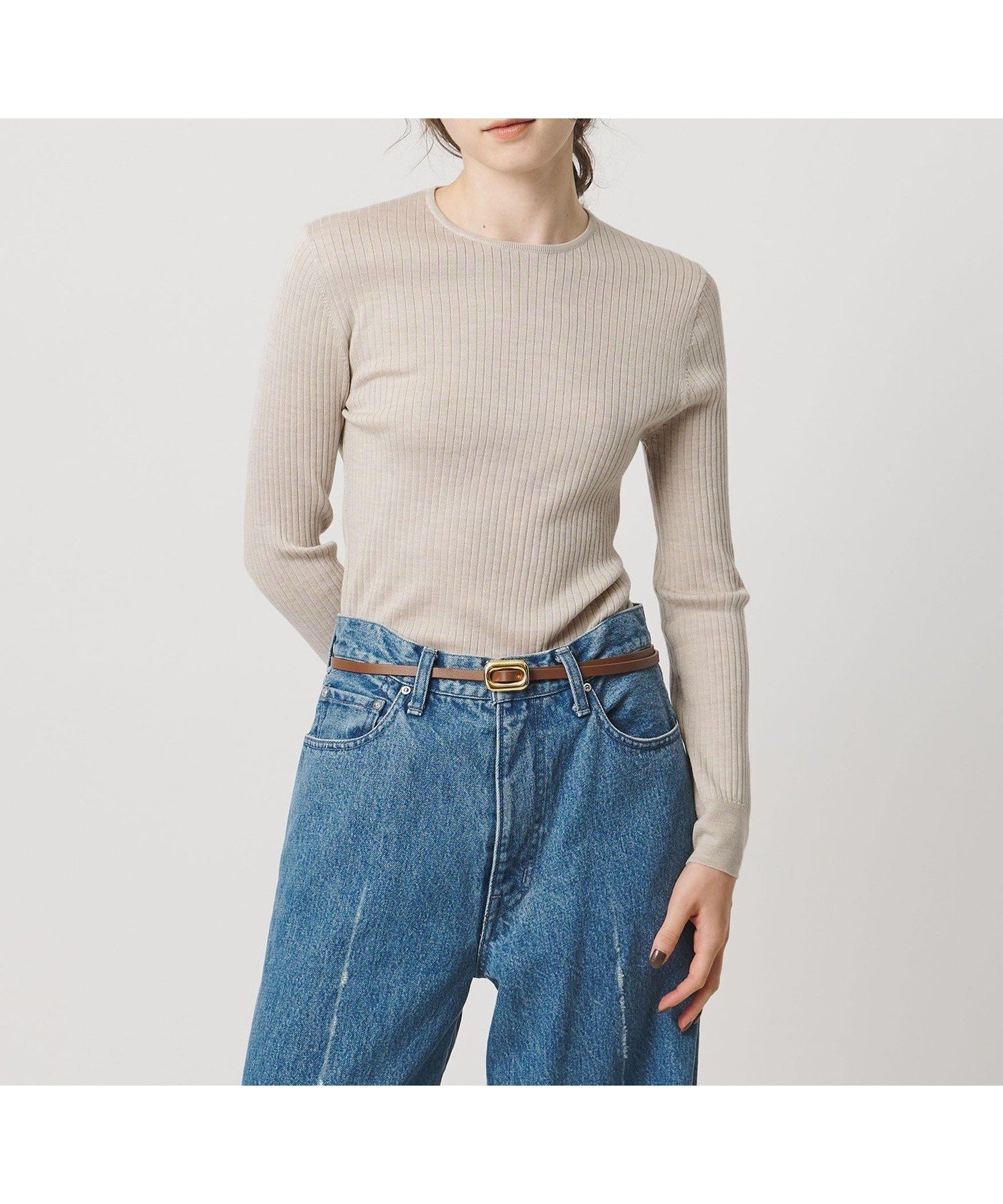 【ユナイテッドアローズ/UNITED ARROWS】のリブ クルーネック ニット インテリア・キッズ・メンズ・レディースファッション・服の通販 founy(ファニー) ファッション Fashion レディースファッション Fashion for Women トップス・カットソー Cut & Sew Tops ニット Knit Tops & Sweaters おすすめ Recommended / Our Picks コンパクト Compact, Small Size シルク Silk, 100% Silk シンプル Simple, Minimal フィット Fit, Slim Fit ベスト Vest, Waistcoat NATURAL|ID: prp329100004730148 ipo3291000000034862763