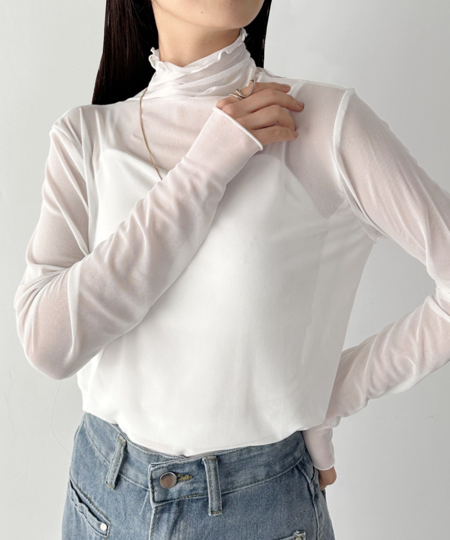 【アウトフィッター ラボ/Outfitter lab】の【ベストセラー/全20色展開】メロウハイネックシアーインナートップス インテリア・キッズ・メンズ・レディースファッション・服の通販 founy(ファニー) 　ファッション　Fashion　レディースファッション　Fashion for Women　アウター　Coat / Outerwear Collection　トップス・カットソー　Cut & Sew Tops　ベスト&ジレ / 重ね着スタイル　Vests & Gilets　インナー　Innerwear　カーディガン　Cardigan, Knitwear　キャミソール　Camisole, Spaghetti Strap Top　キャミワンピース　Cami Dress, Slip Dress　シアー　Sheer, See-Through　シンプル　Simple, Minimal　ジャケット　Jacket, Outerwear　スウェット / スエット　Sweatshirt, Sweatwear　チューブ　Tube, Tube Top　トレンド　Trend, Trending Now　定番　Standard, Basic Item　長袖　Long Sleeve, Full Sleeve　ビスチェ　Bustier, Corset Top　フリル　Frill, Ruffle　ベスト　Vest, Waistcoat　A/W・秋冬　Autumn/Winter　S/S・春夏　SS, Spring/Summer, Warm Season　プチプライス・低価格　Affordable / Budget Price　おすすめ　Recommended / Our Picks　夏　Summer　エレガント 上品　Elegant　ビジネス 仕事 通勤　Business / Work / Commuting　ホワイト|ID: prp329100004730149 ipo3291000000034833772