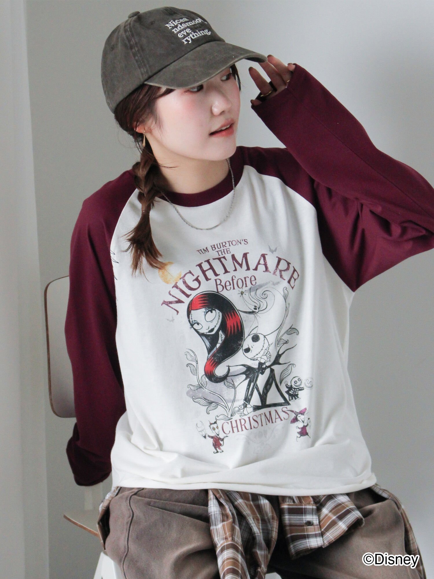 【エヘカソポ/ehka sopo】の【Disney】ナイトメアービフォアクリスマス/ラグランTシャツ インテリア・キッズ・メンズ・レディースファッション・服の通販 founy(ファニー) 　ファッション　Fashion　レディースファッション　Fashion for Women　トップス・カットソー　Cut & Sew Tops　シャツ・ブラウス・オフィスカジュアル　Elegant Blouses & Button-Ups　ロングTシャツ・Tシャツ　Longline T-Shirts & Tees　人気　Popular, Best Seller　切替　Switching, Contrast Panel　羽織　Haori, Light Jacket　キナリ|ID: prp329100004730179 ipo3291000000034170248