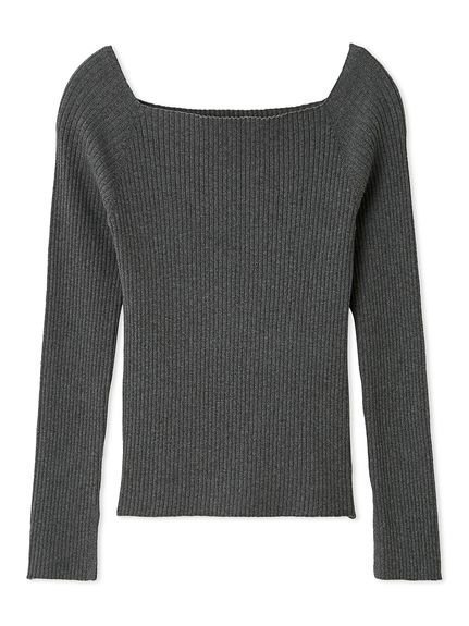 【フレイ アイディー/FRAY I.D】のオフショルデコルテリブニット/ウォッシャブル インテリア・キッズ・メンズ・レディースファッション・服の通販 founy(ファニー) 　ファッション　Fashion　レディースファッション　Fashion for Women　トップス・カットソー　Cut & Sew Tops　ニット　Knit Tops & Sweaters　ウォッシャブル　Machine Washable　シルク　Silk, 100% Silk　シンプル　Simple, Minimal　スクエア　Square, Square Shape　スマート　Smart, Elegant　スリット　Slit, Slit Detail　デコルテ　Décolleté, Neckline　人気　Popular, Best Seller　ベーシック　Basic, Essential　リブニット　Rib Knit, Ribbed Knit　ワイド　Wide, Wide Fit　エレガント 上品　Elegant　GRY[006]|ID: prp329100004730205 ipo3291000000034543217