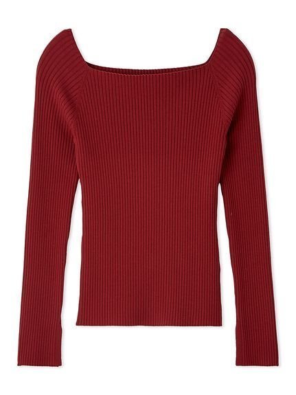 【フレイ アイディー/FRAY I.D】のオフショルデコルテリブニット/ウォッシャブル インテリア・キッズ・メンズ・レディースファッション・服の通販 founy(ファニー) 　ファッション　Fashion　レディースファッション　Fashion for Women　トップス・カットソー　Cut & Sew Tops　ニット　Knit Tops & Sweaters　ウォッシャブル　Machine Washable　シルク　Silk, 100% Silk　シンプル　Simple, Minimal　スクエア　Square, Square Shape　スマート　Smart, Elegant　スリット　Slit, Slit Detail　デコルテ　Décolleté, Neckline　人気　Popular, Best Seller　ベーシック　Basic, Essential　リブニット　Rib Knit, Ribbed Knit　ワイド　Wide, Wide Fit　エレガント 上品　Elegant　RED[046]|ID: prp329100004730205 ipo3291000000034543219