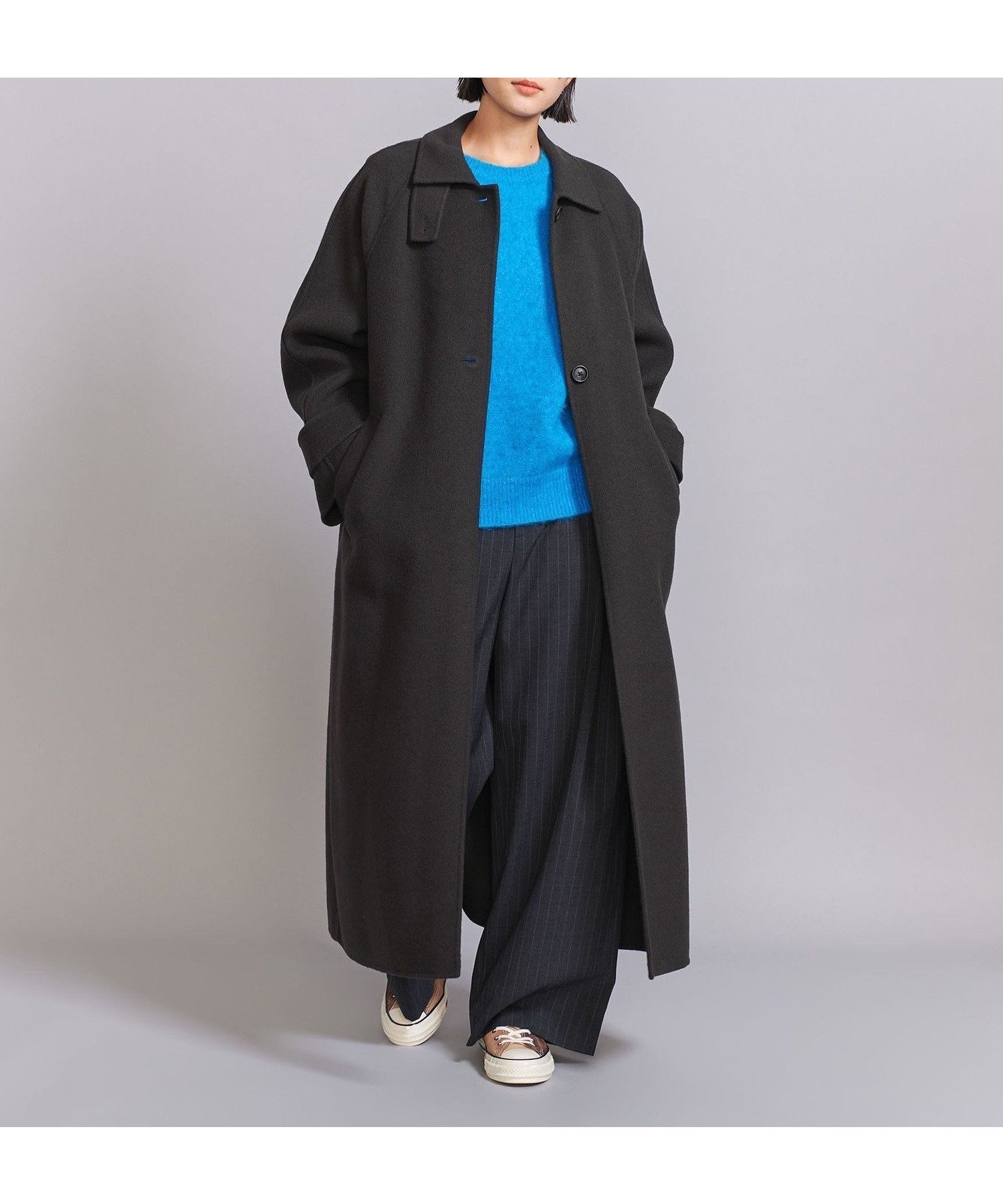 【ユナイテッドアローズ/UNITED ARROWS】のリバー ステンカラー ロングコート インテリア・キッズ・メンズ・レディースファッション・服の通販 founy(ファニー) 　ファッション　Fashion　レディースファッション　Fashion for Women　アウター　Coat / Outerwear Collection　コート・ロングコート・ピーコート　Long Coats, Peacoats & More　クラシカル　Classical, Vintage-Inspired　クラシック　Classic, Timeless Style　スニーカー　Sneakers, Trainers　スラックス　Slacks, Dress Pants　スリッポン　Slip-On, Loafer　ロング　Long, Long-Length　アウトレット　Outlet / Clearance　おすすめ　Recommended / Our Picks　DK.GRAY|ID: prp329100004730223 ipo3291000000034532798