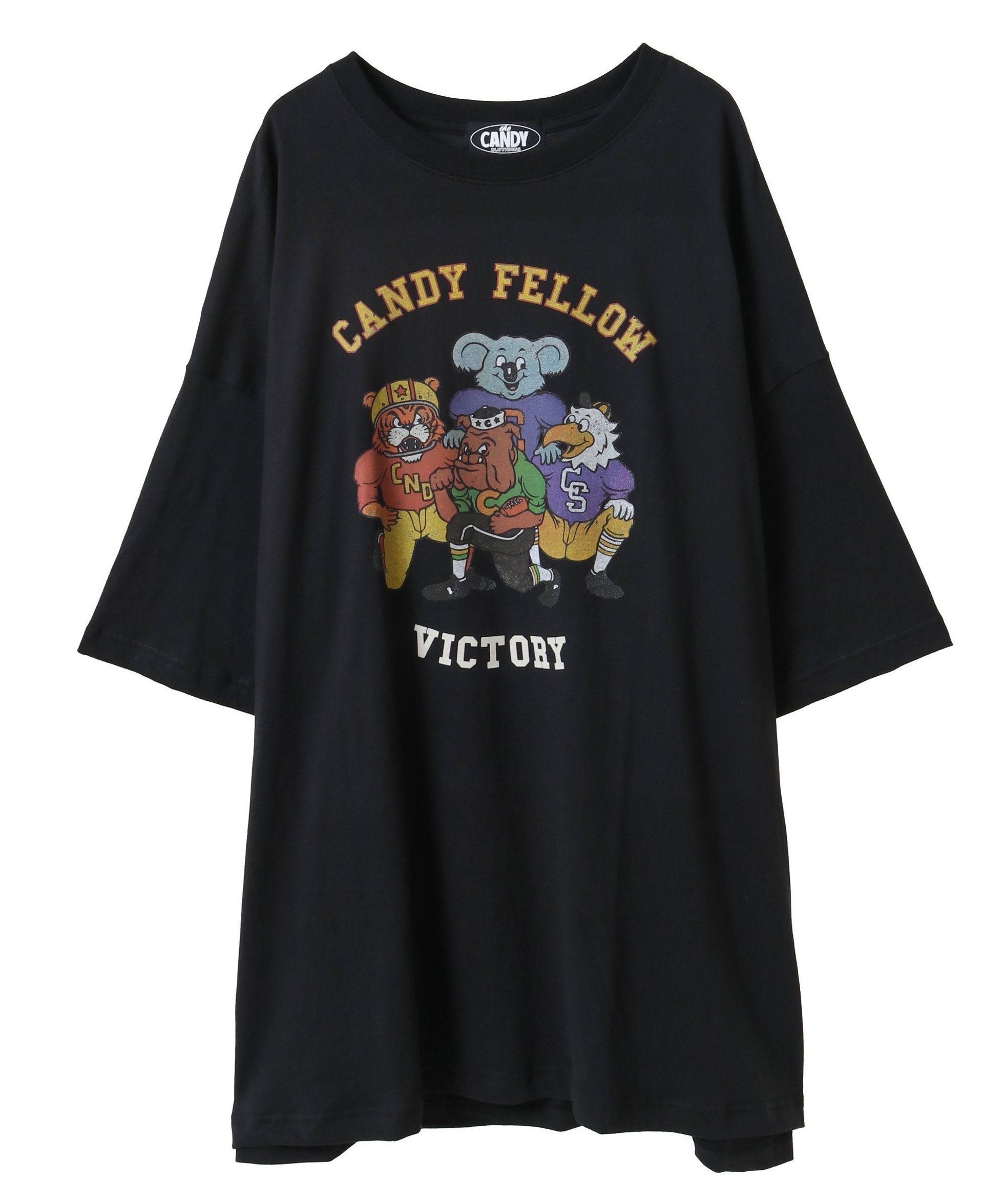 【キャンディストリッパー/Candy Stripper】のCANDY FELLOW BIG BIG TEE インテリア・キッズ・メンズ・レディースファッション・服の通販 founy(ファニー) 　ファッション　Fashion　レディースファッション　Fashion for Women　アニマル　Animal Print　グラフィック　Graphic, Graphic Design　ルーズ　Loose, Oversized　BLACK|ID: prp329100004730274 ipo3291000000035099513