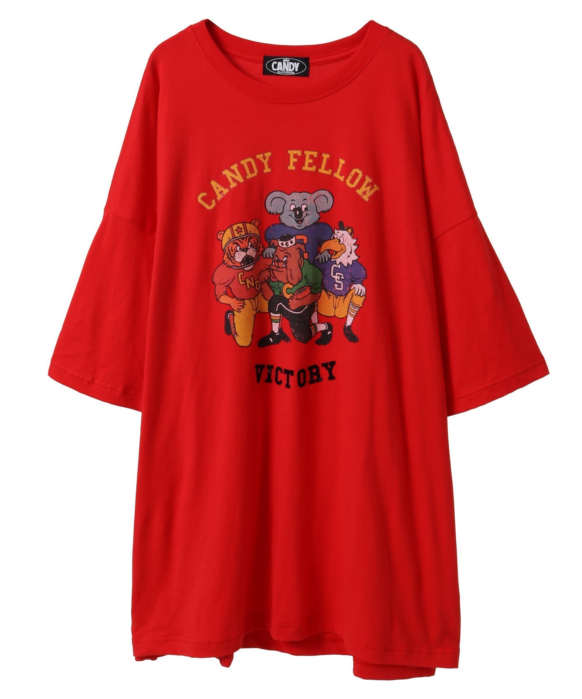 【キャンディストリッパー/Candy Stripper】のCANDY FELLOW BIG BIG TEE インテリア・キッズ・メンズ・レディースファッション・服の通販 founy(ファニー) 　ファッション　Fashion　レディースファッション　Fashion for Women　アニマル　Animal Print　グラフィック　Graphic, Graphic Design　ルーズ　Loose, Oversized　RED|ID: prp329100004730274 ipo3291000000035099514