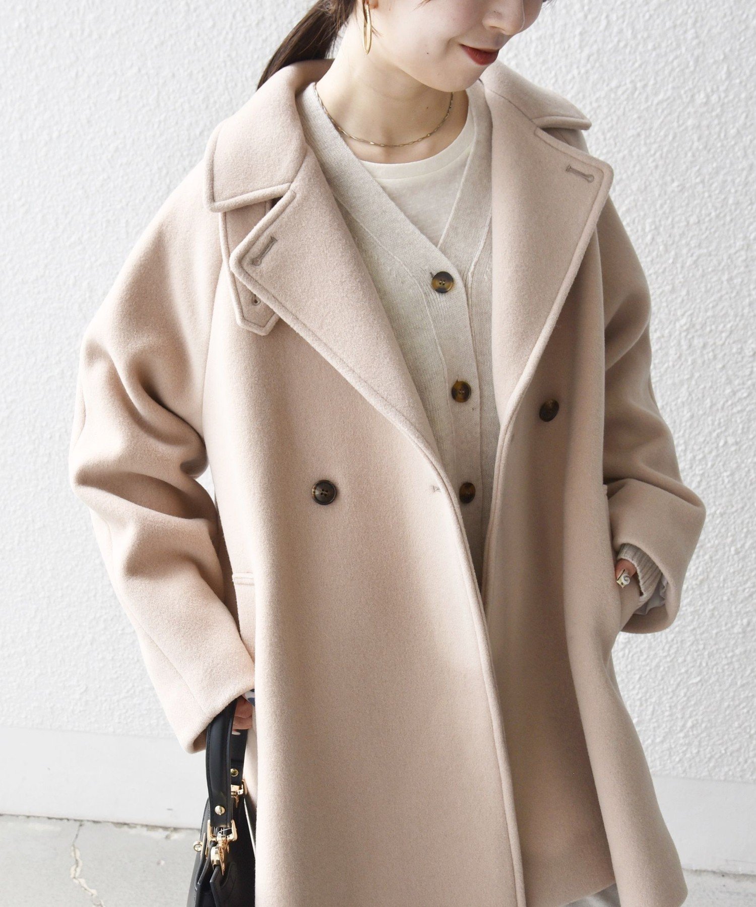 【シップス フォー ウィメン/SHIPS】の【WEB限定】SHIPS any PURE WOOL スタンド テーラード ハーフ コート インテリア・キッズ・メンズ・レディースファッション・服の通販 founy(ファニー) 　ファッション　Fashion　レディースファッション　Fashion for Women　アウター　Coat / Outerwear Collection　コート・ロングコート・ピーコート　Long Coats, Peacoats & More　スタンド　Stand Collar, Upright Stand　スリーブ　Sleeve, Long Sleeve / Short Sleeve　チェスター　Chester, Chester Coat　テーラード　Tailored, Tailored Fit　ハーフ　Half, Half-Length　防寒　Cold Protection, Winter-Ready　マニッシュ　Mannish, Boyish　マフラー　Scarf, Muffler　リバーシブル　Reversible, Two-Sided　おすすめ　Recommended / Our Picks　2025年　2025　2025-2026秋冬・A/W　Autumn/Winter 2025–26 AW25–26　ベージュ|ID: prp329100004730279 ipo3291000000034946070