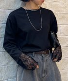 【ジェナ エスパス メルヴェイユ/Jena espace merveilleux】の袖口レースカットソー 人気、トレンドファッション・服の通販 founy(ファニー) ファッション Fashion レディースファッション Fashion for Women トップス・カットソー Cut & Sew Tops カットソー・ベーシックTシャツ Cut-and-Sewn Tops / Stretch Tees & Basics スマート Smart, Elegant レース Lace, Lace Fabric 再入荷 Restock / Back in Stock おすすめ Recommended / Our Picks thumbnail ブラック|ID: prp329100004730300 ipo3291000000034312587