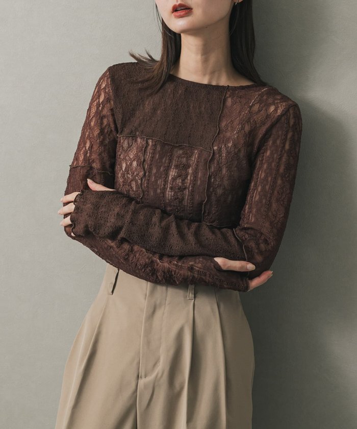 【センスオブプレイス/SENSE OF PLACE by URBAN RESEARCH】のパッチワークレーストップ インテリア・キッズ・メンズ・レディースファッション・服の通販 founy(ファニー) https://founy.com/ ファッション Fashion レディースファッション Fashion for Women 2025年 2025 2025-2026秋冬・A/W Autumn/Winter 2025–26 AW25–26 冬 Winter / This Winter シンプル Simple, Minimal トレンド Trend, Trending Now パッチワーク Patchwork, Mixed Fabric レース Lace, Lace Fabric A/W・秋冬 Autumn/Winter |ID: prp329100004730310 ipo3291000000034592631