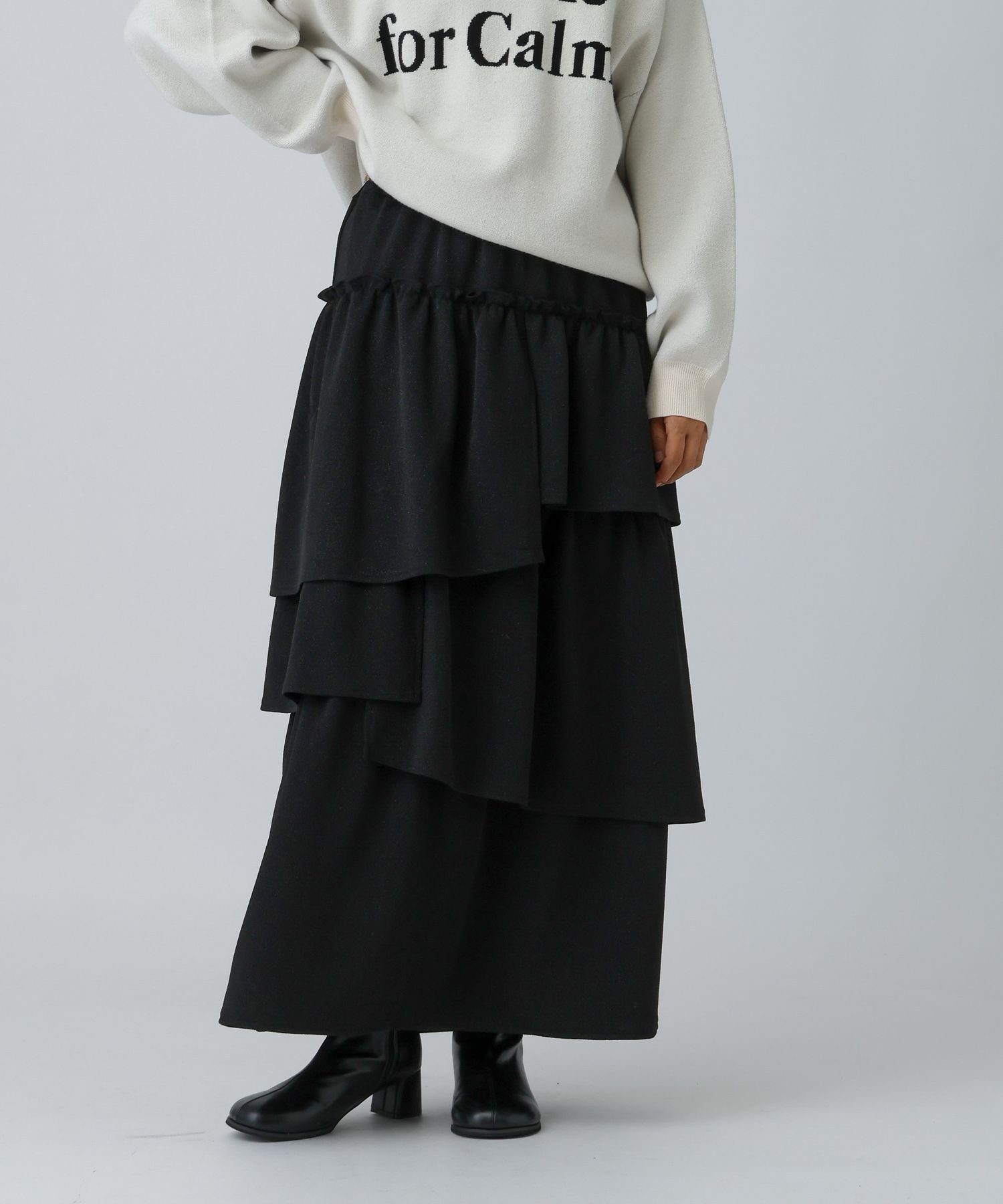 【レプシィム ローリーズファーム/LEPSIM LOWRYS FARM】のラメティアードスカート インテリア・キッズ・メンズ・レディースファッション・服の通販 founy(ファニー) 　ファッション　Fashion　レディースファッション　Fashion for Women　スカート　Skirts　ティアードスカート　Tiered Skirts　おすすめ　Recommended / Our Picks　カットソー　Cut and Sewn Top　スウェット / スエット　Sweatshirt, Sweatwear　スニーカー　Sneakers, Trainers　ティアード　Tiered, Tiered Style　ティアードスカート　Tiered Skirt, Flounced Skirt　ベーシック　Basic, Essential　A/W・秋冬　Autumn/Winter　ブラック09|ID: prp329100004730312 ipo3291000000034170784