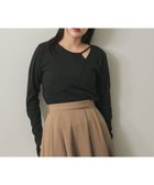 【センスオブプレイス/SENSE OF PLACE by URBAN RESEARCH】のアシンメトリーリブコンパクトトップ BLACK|ID: prp329100004730364 ipo3291000000034350641